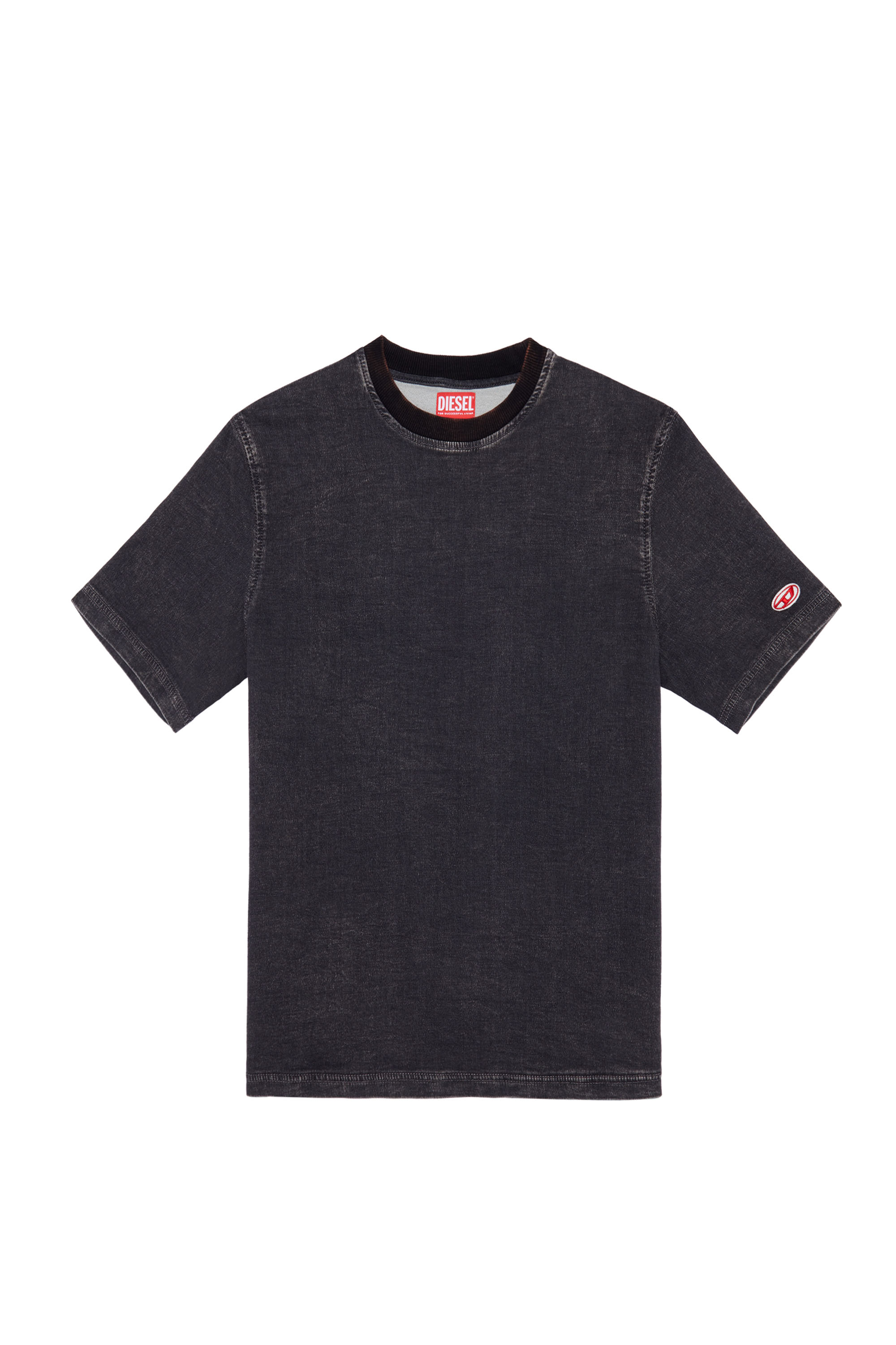 Diesel - D-BIGGOR TRACK DENIM T-SHIRT, Black/Dark grey - Image 3