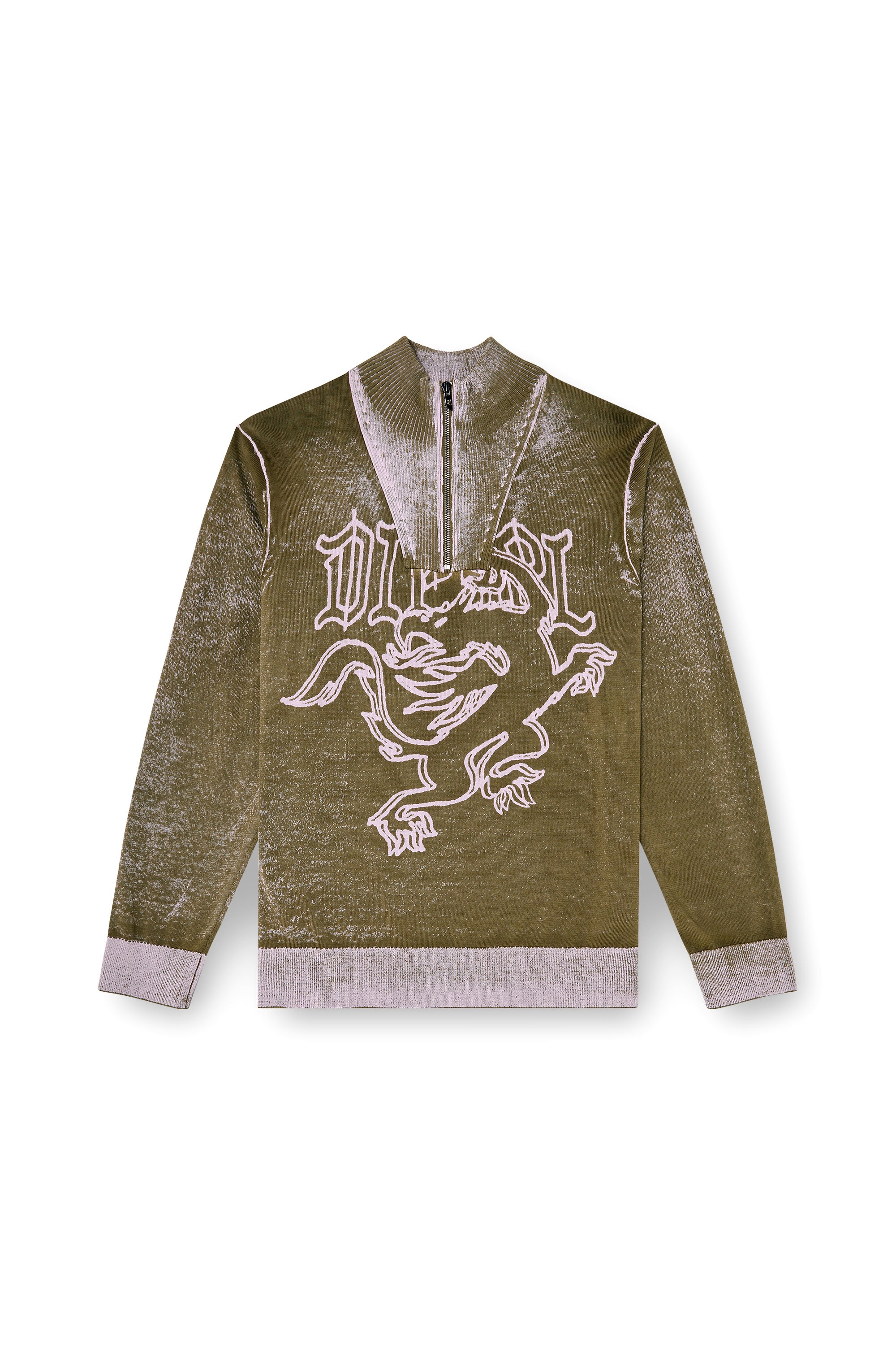 Diesel - K-LAUTARE, Man's Treated half-zip jumper with griffin motif in null - 3