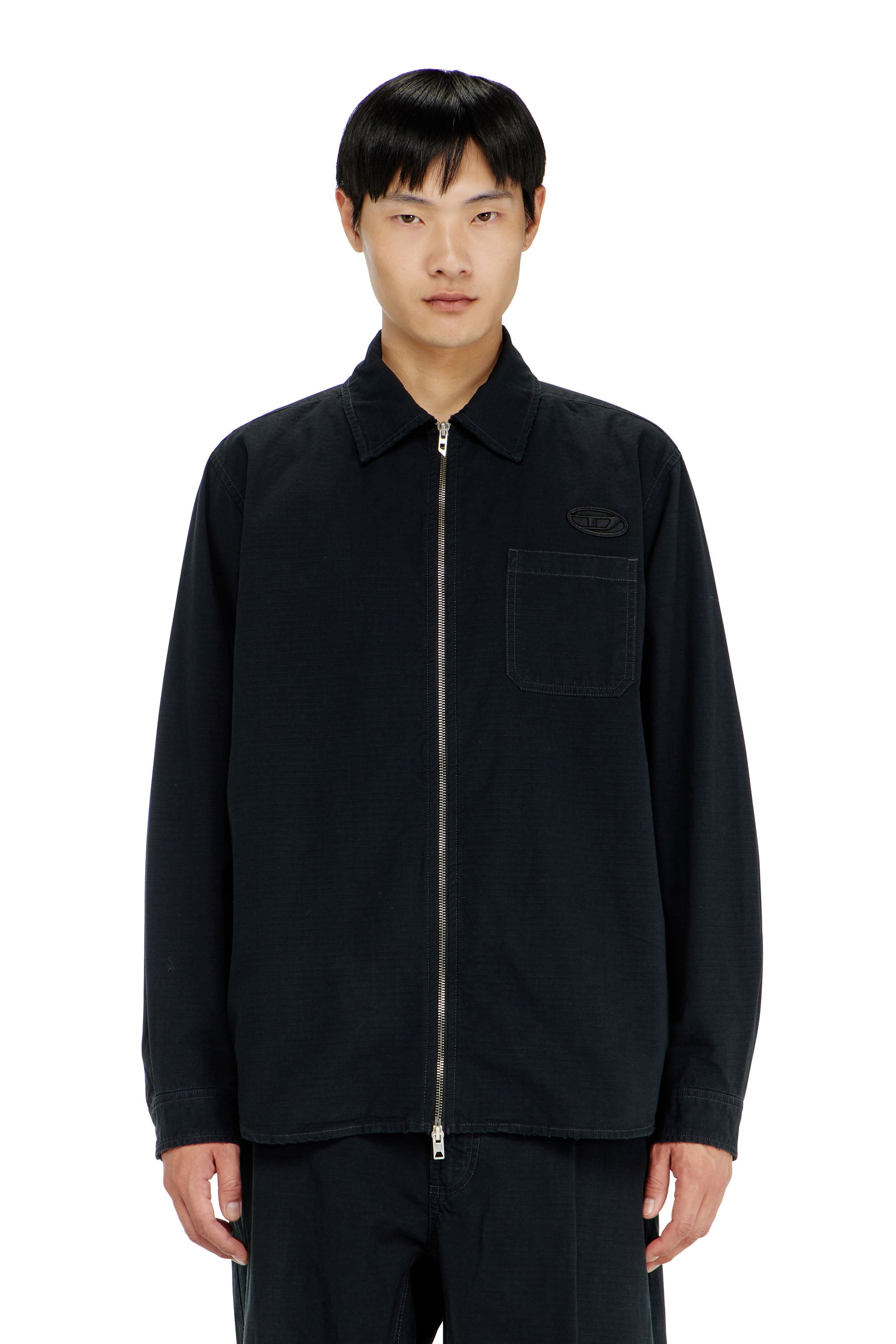 Diesel - S-ALIAS-ZIP, Man's Ripstop shirt with zip closure in null - 1