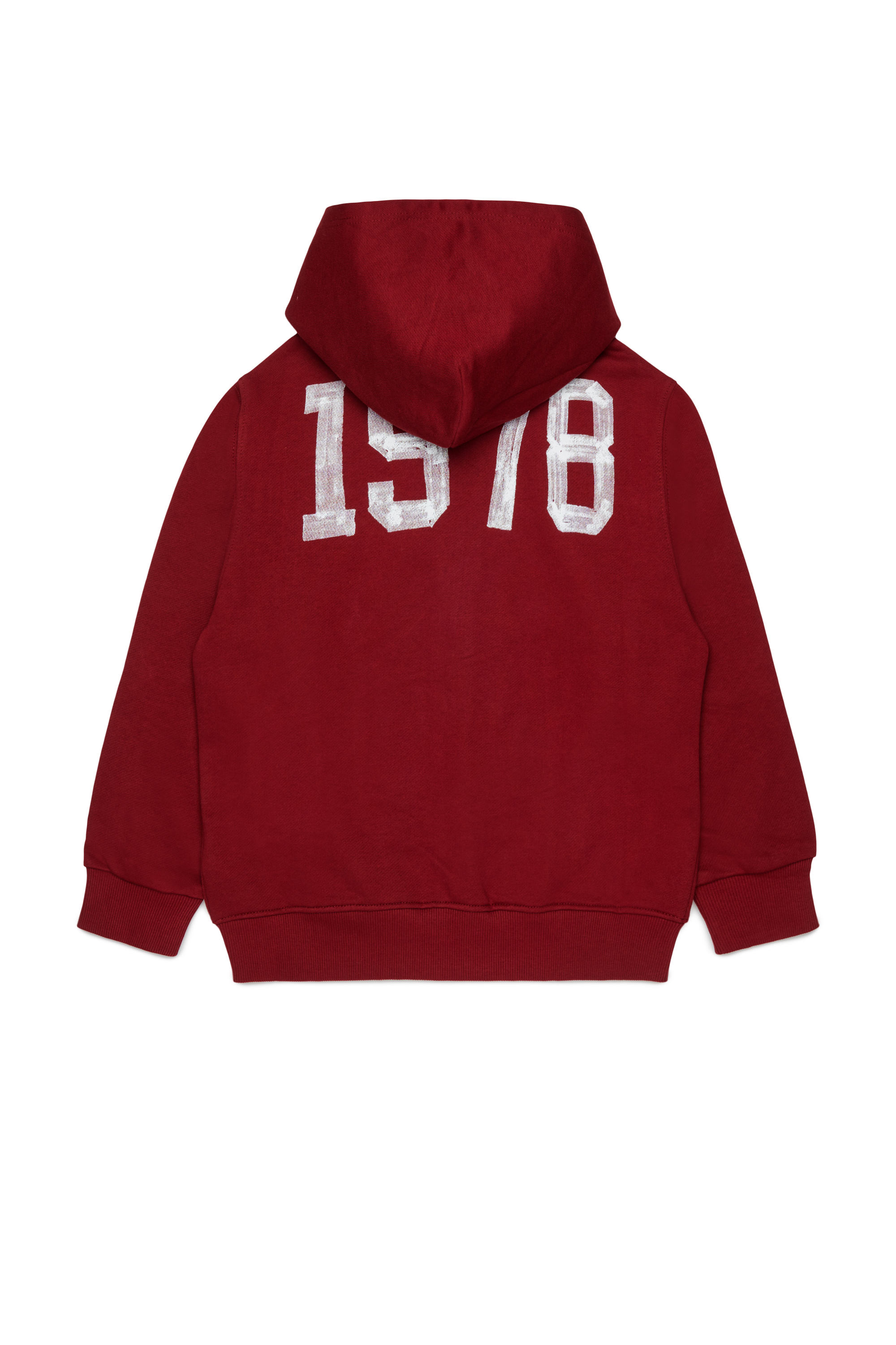 Diesel - SBANDHOOD OVER, Man's Zip-up hoodie with paint-effect logo prints in Red - 2