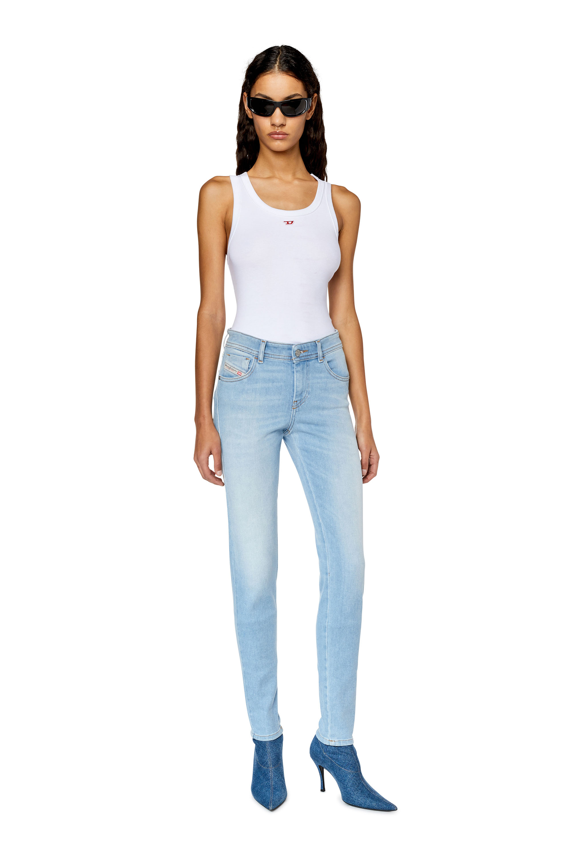 Diesel - 2017 Slandy 09E76 Super skinny Jeans, Light Blue - Image 4
