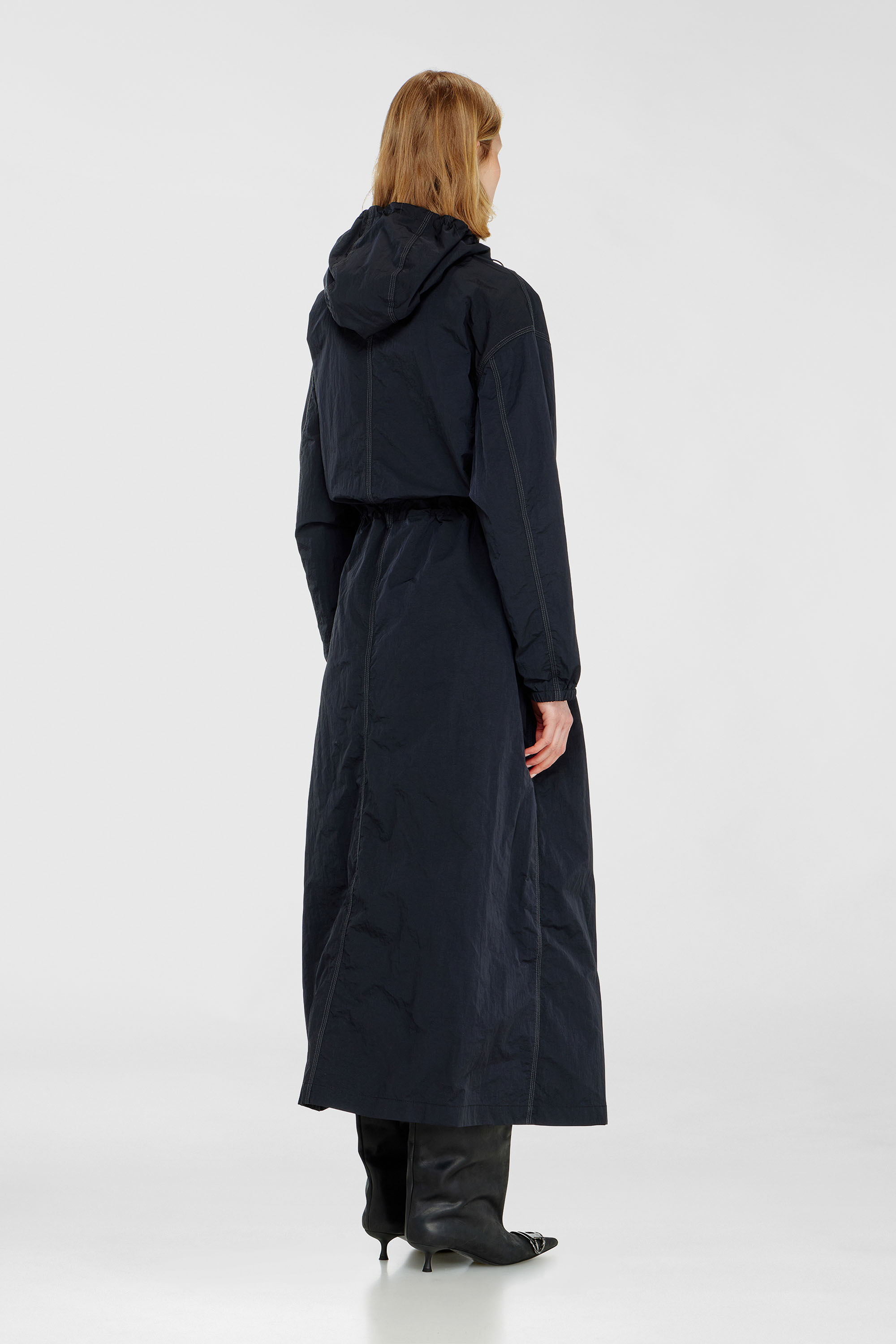 Diesel - G-ASTER-T1, Woman's Nylon trench coat with detachable hood in Night Blue - 4