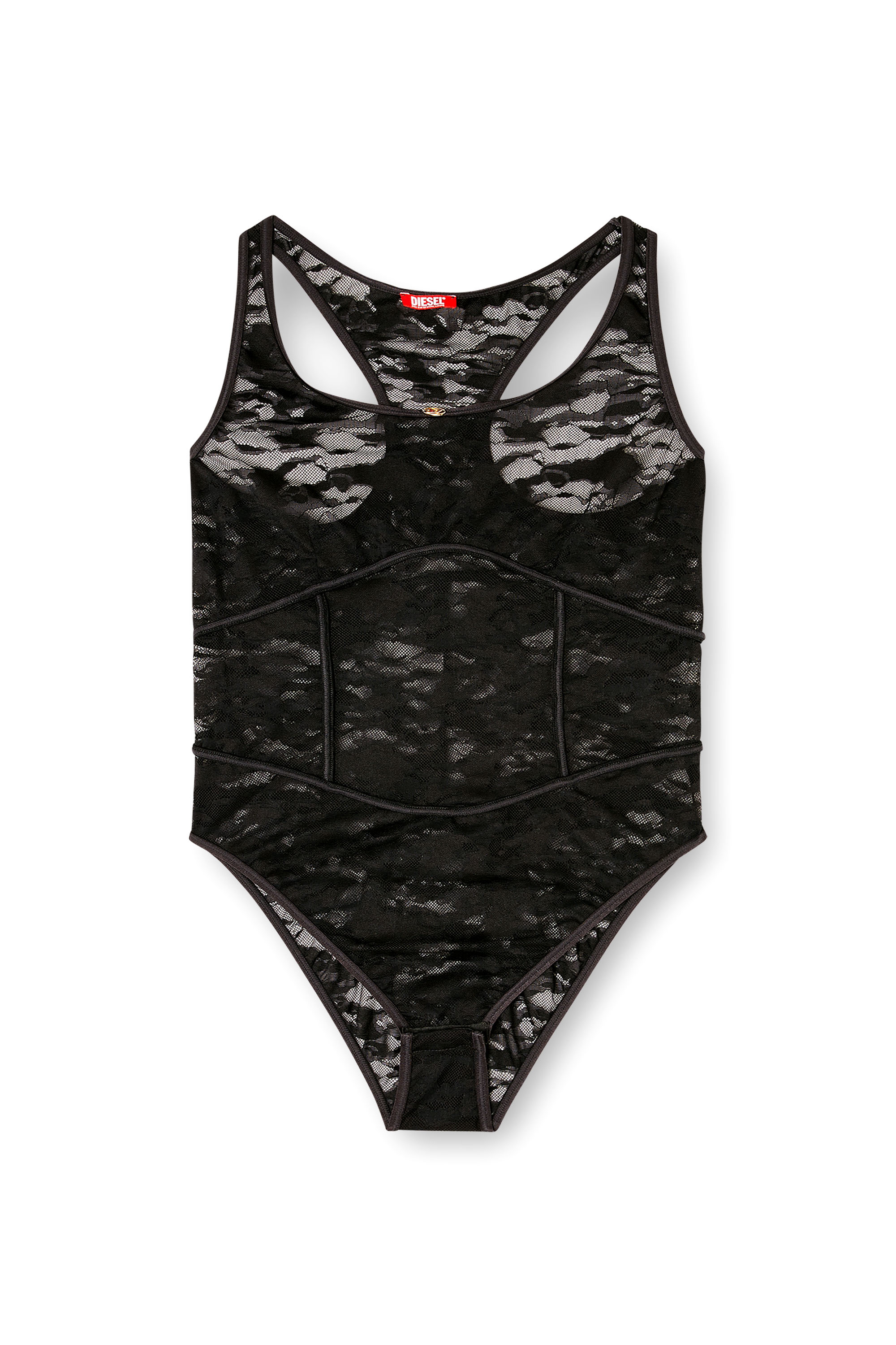 Diesel - EZZY-UTLT, Woman's Nylon bodysuit with lace design in Black - 4