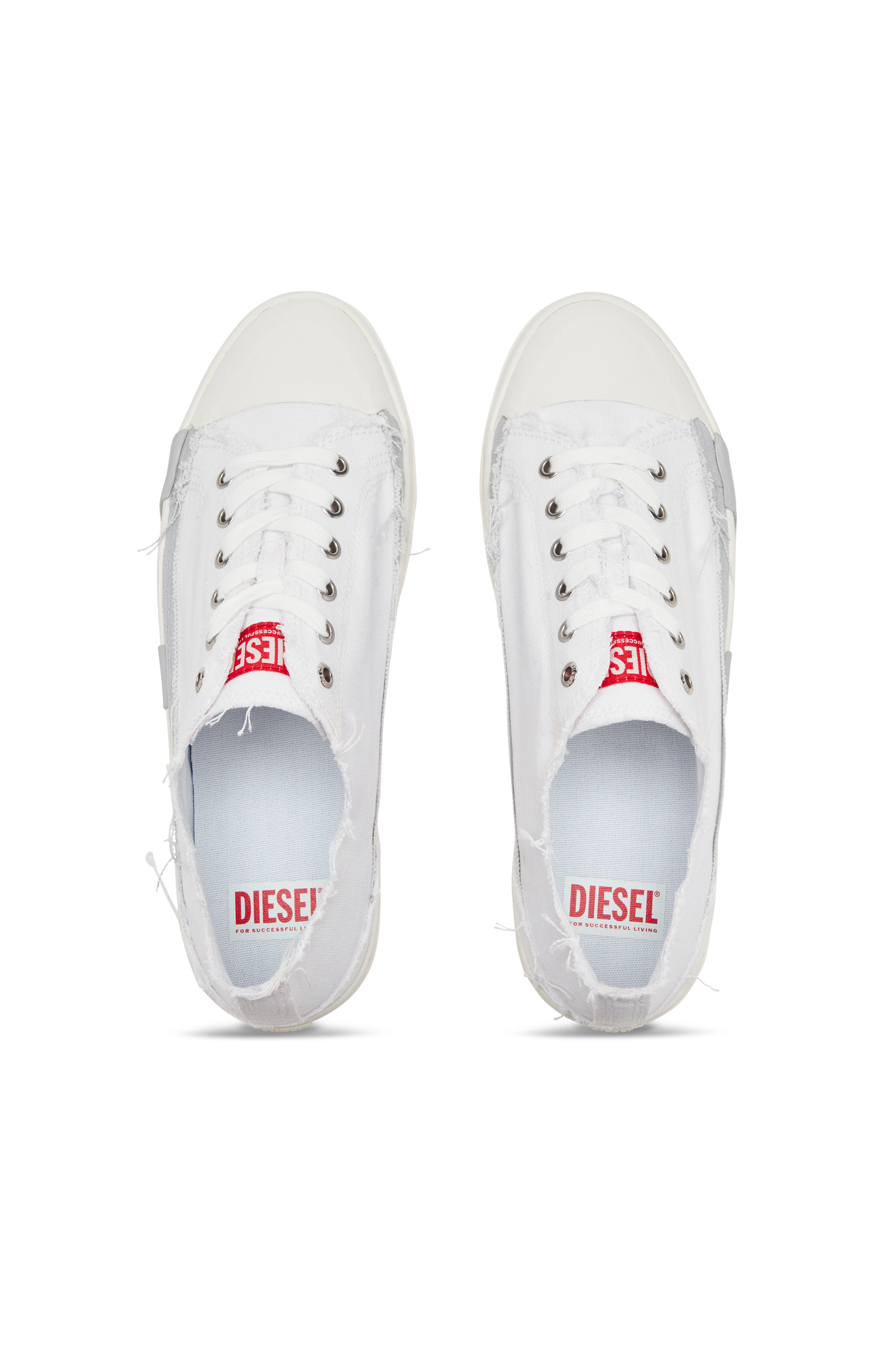 Diesel - S-D-VERSE LOW W, Woman's S-D-Verse-Sneakers in frayed canvas in White/Grey - 5