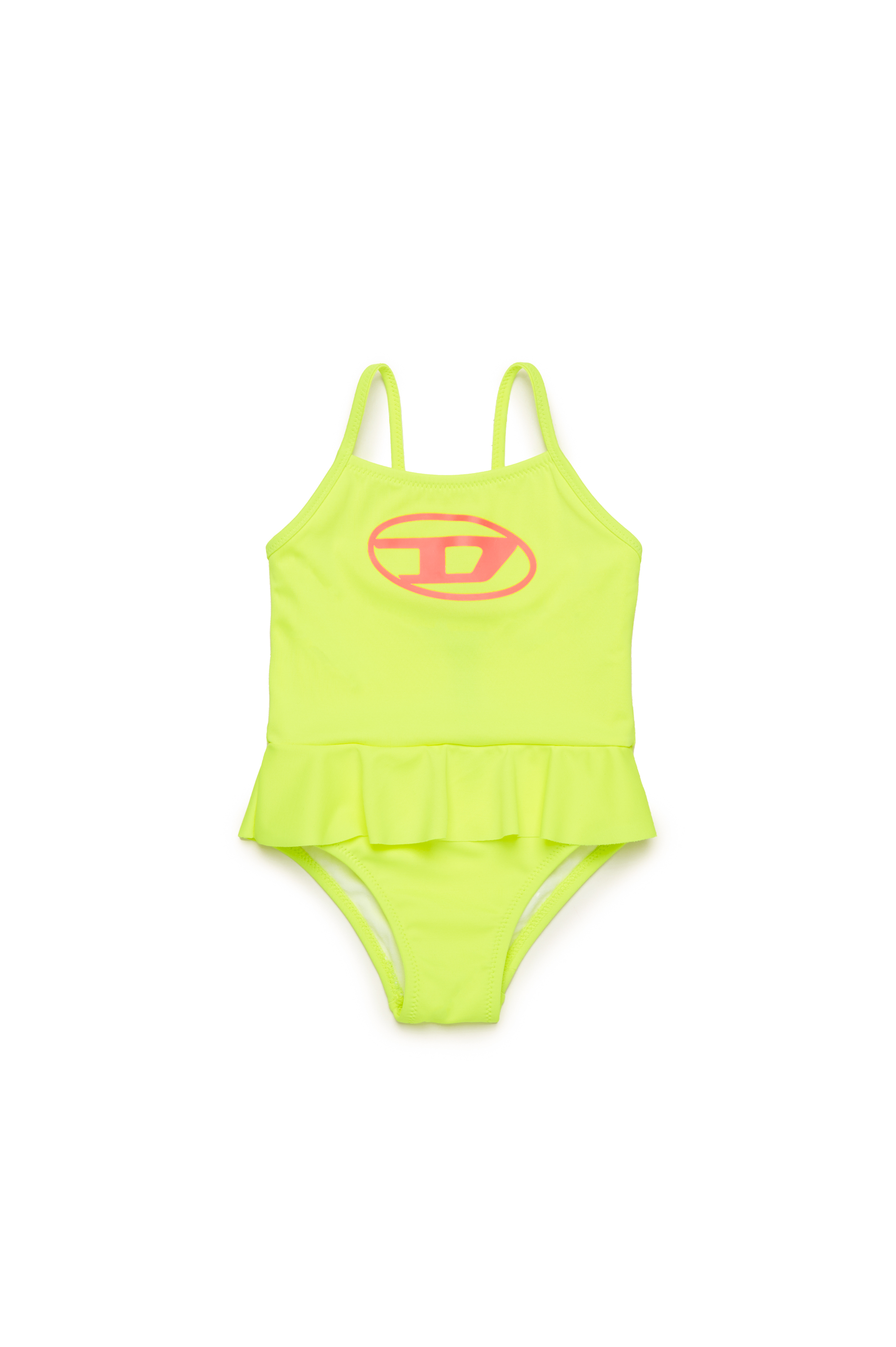 Diesel - MIAREB, Woman's Ruffled swimsuit with Oval D print in Yellow Fluo - 1