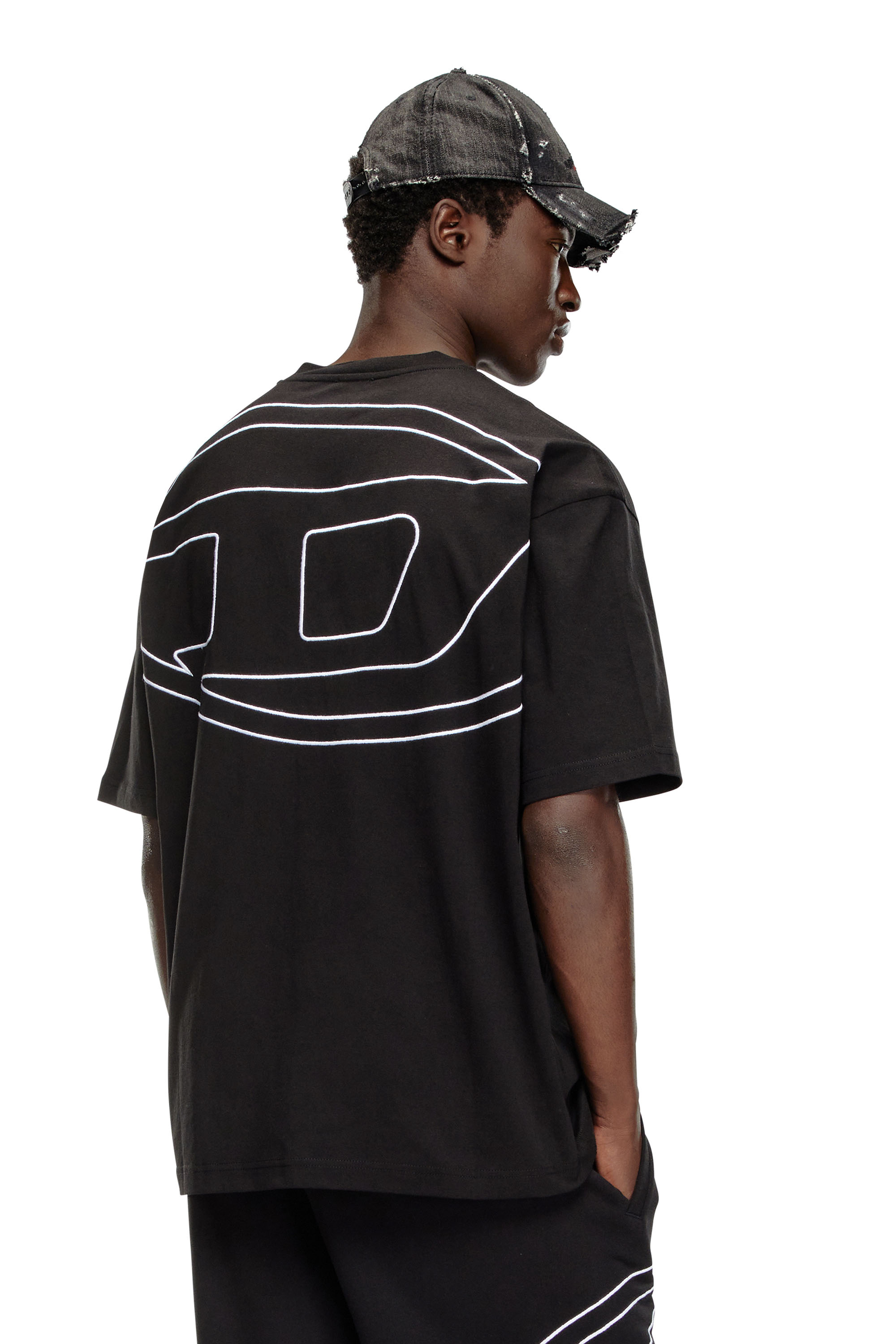 Diesel - T-BOGGY-MEGOVAL-D, Man's T-shirt with maxi oval D embroidery in Black - 1