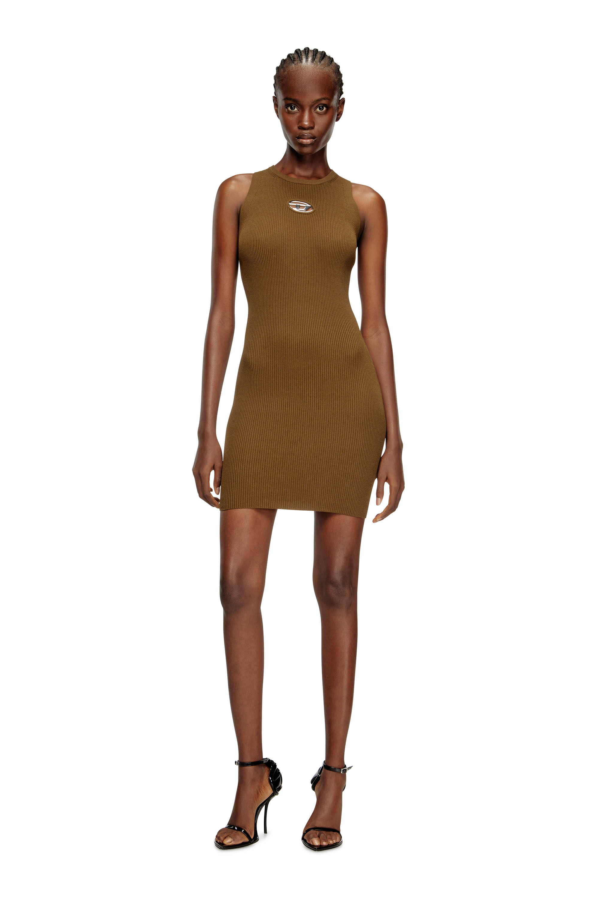 Diesel - M-CADDIX, Woman's Ribbed knit sleeveless dress in Brown - 2