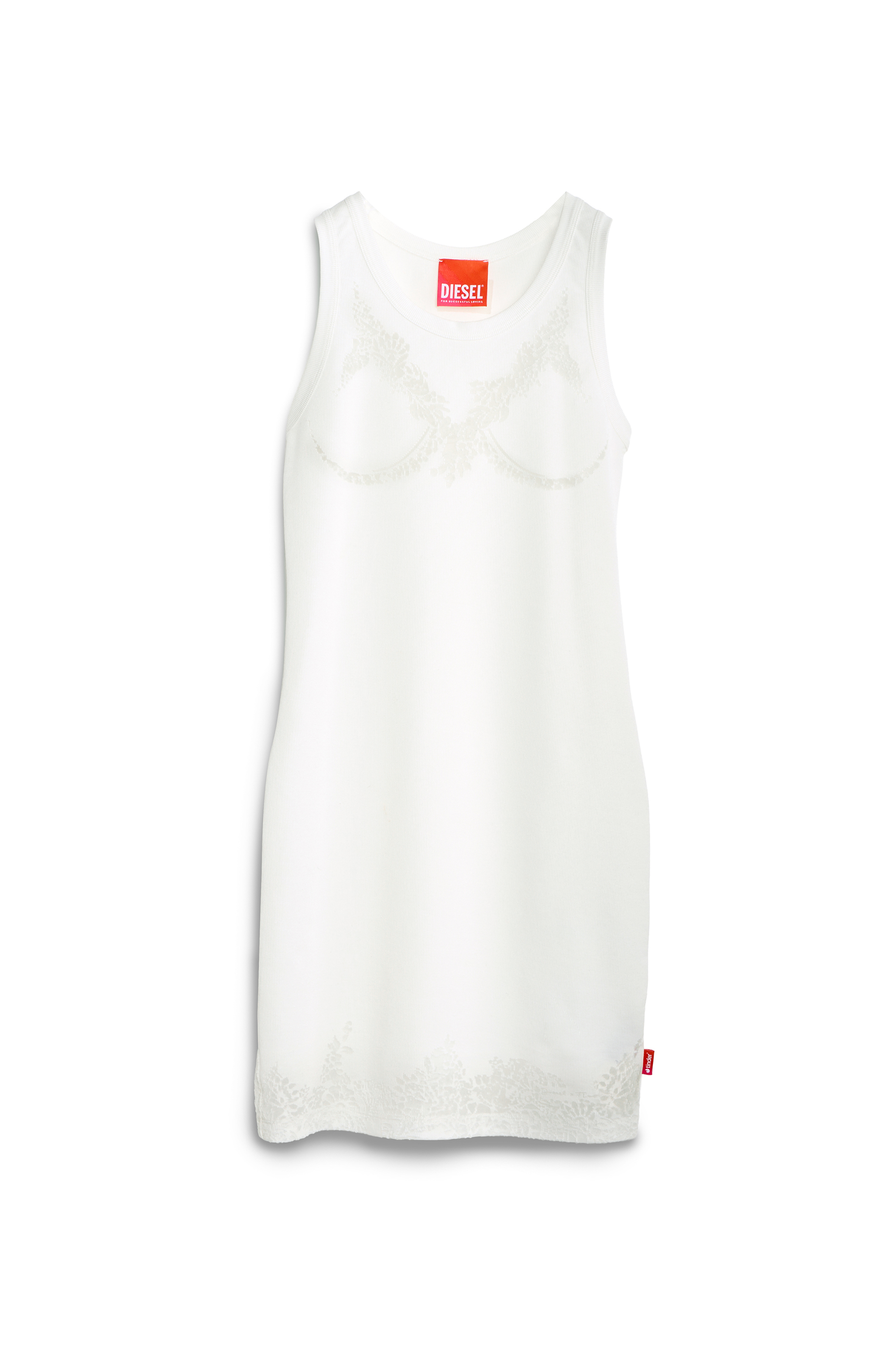 Diesel - PR-D-ANKI-LACE-R, Woman's Mini tank dress with devor&eacute; lace effect in White - 3