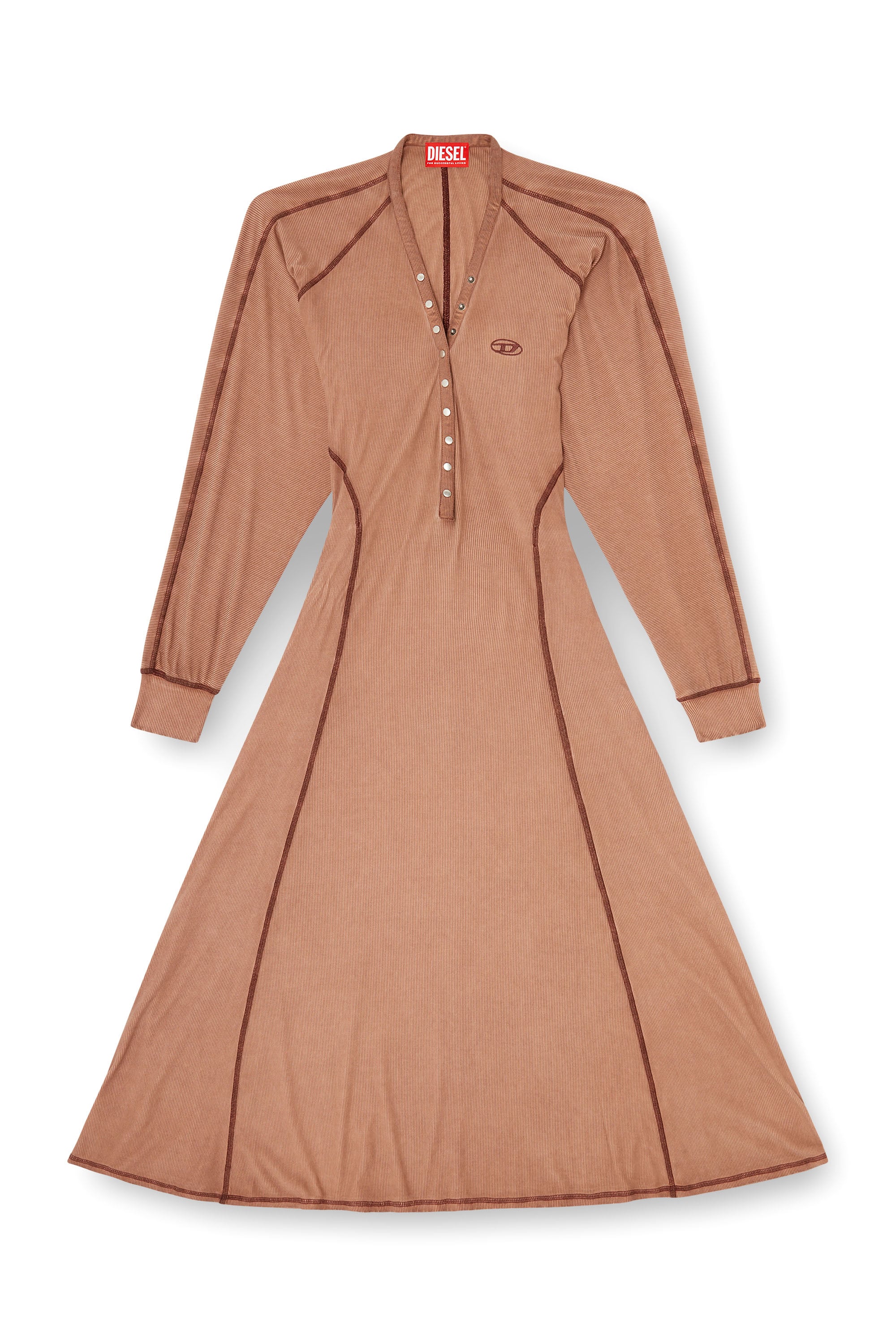 Diesel - D-ISERINA, Woman's Midi dress in ribbed jersey with batwing sleeves in null - 1