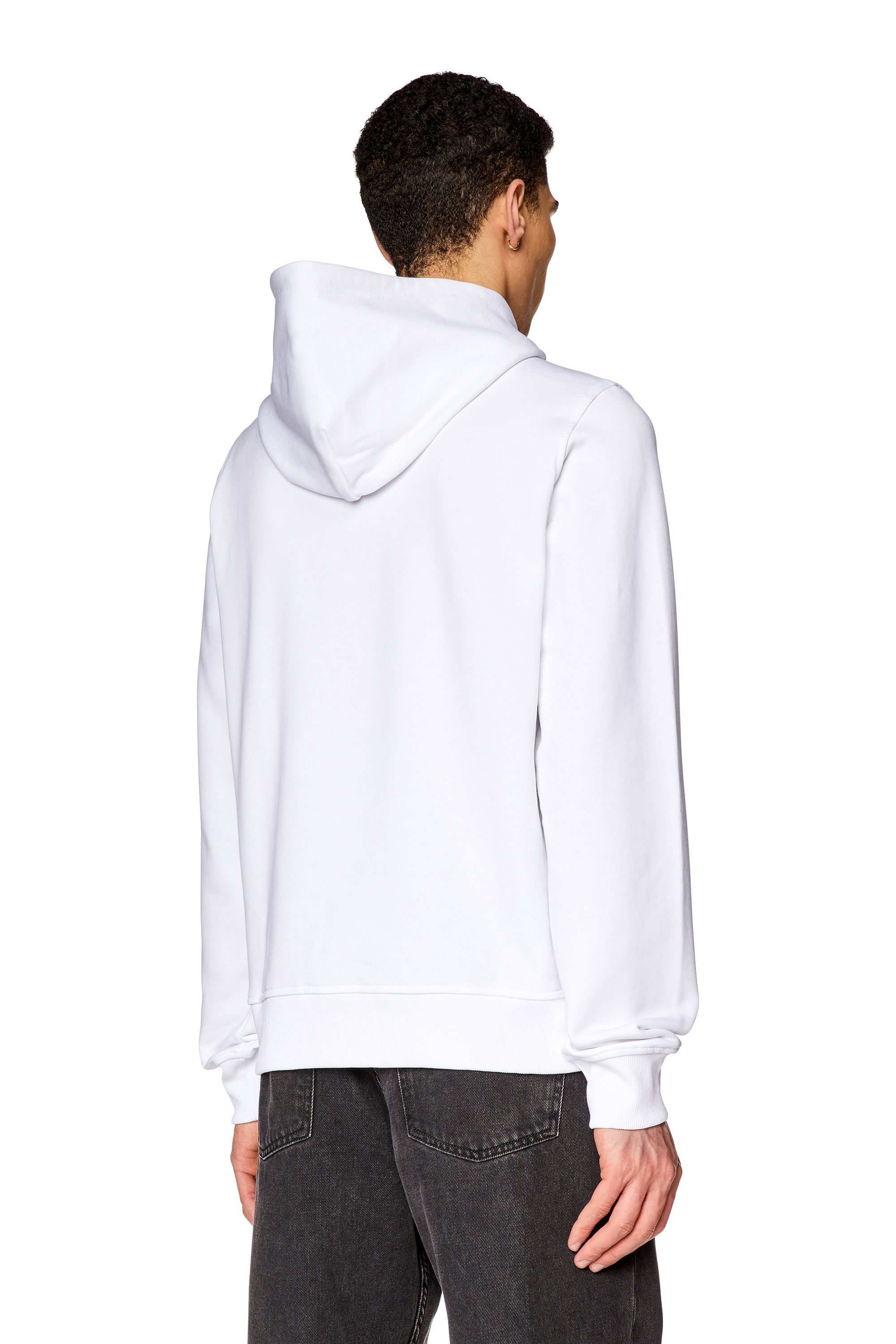Diesel - S-GINN-HOOD-D, Man Cotton hoodie with mini D patch in White - Image 4