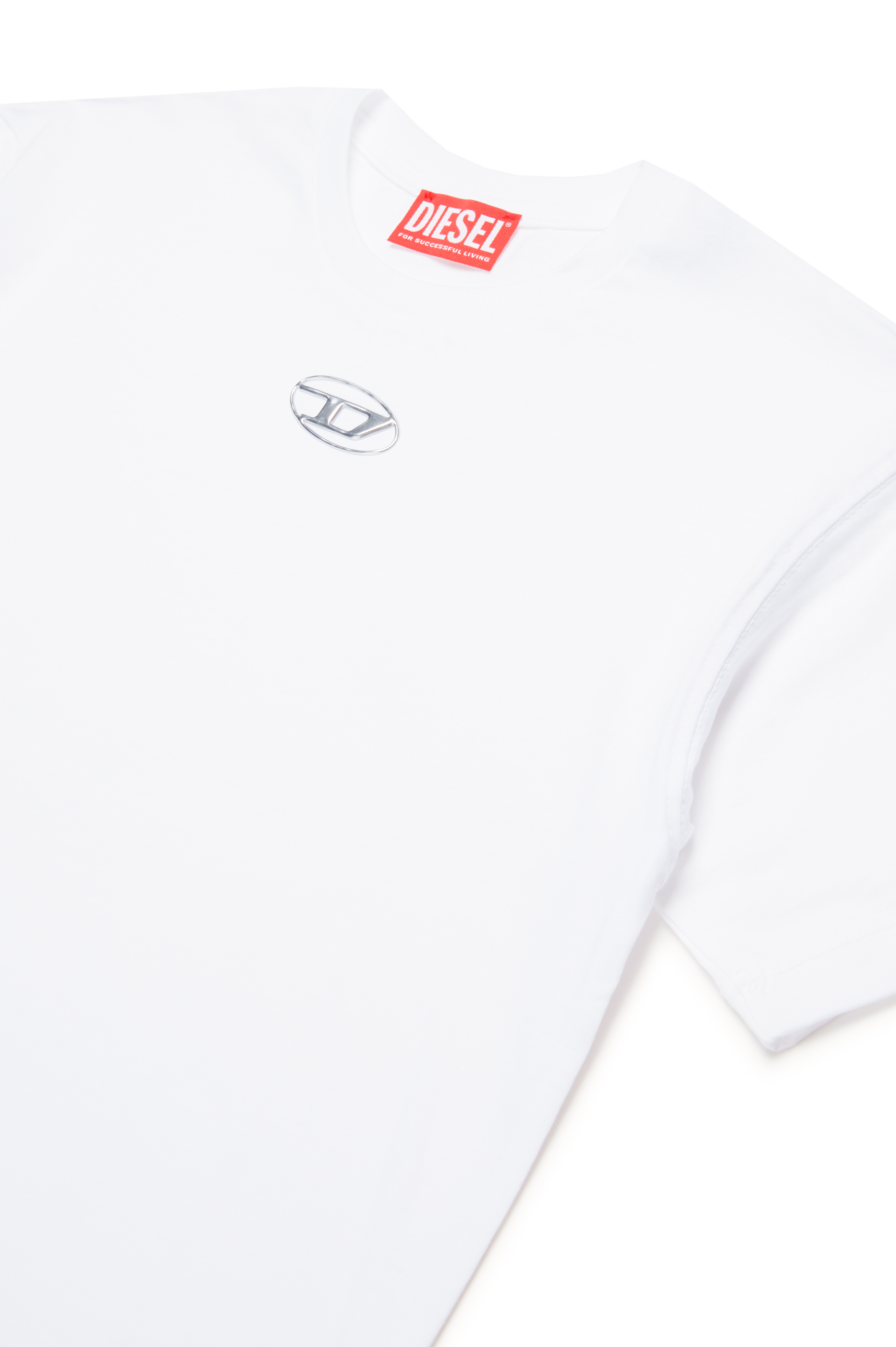 Diesel - TMARCUS OVER, Man T-shirt with metallic Oval D in White - Image 3