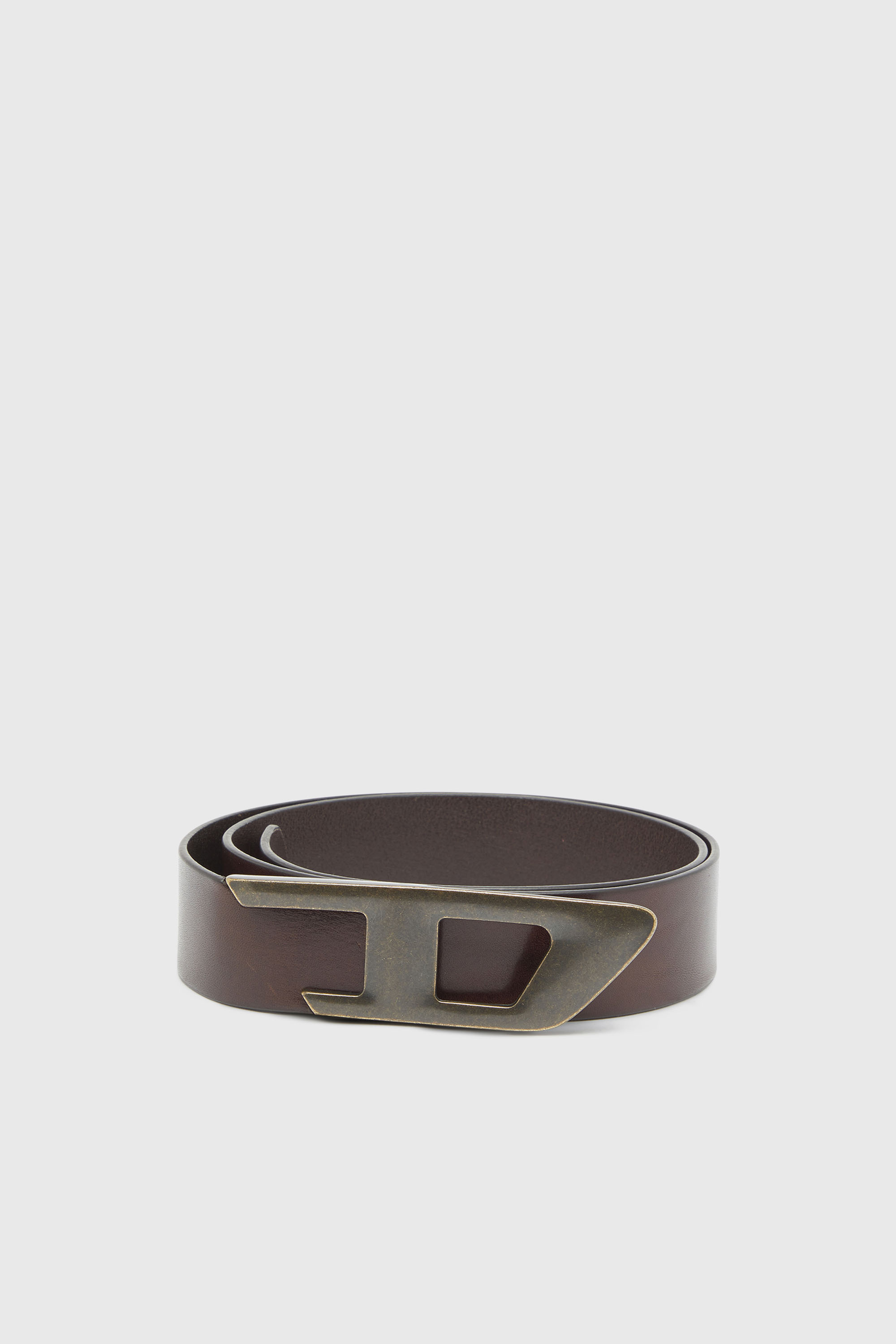 Diesel - B-D LOGO 2.0 40, Unisex's 4 cm leather belt with metal D buckle in Dark Brown - 1