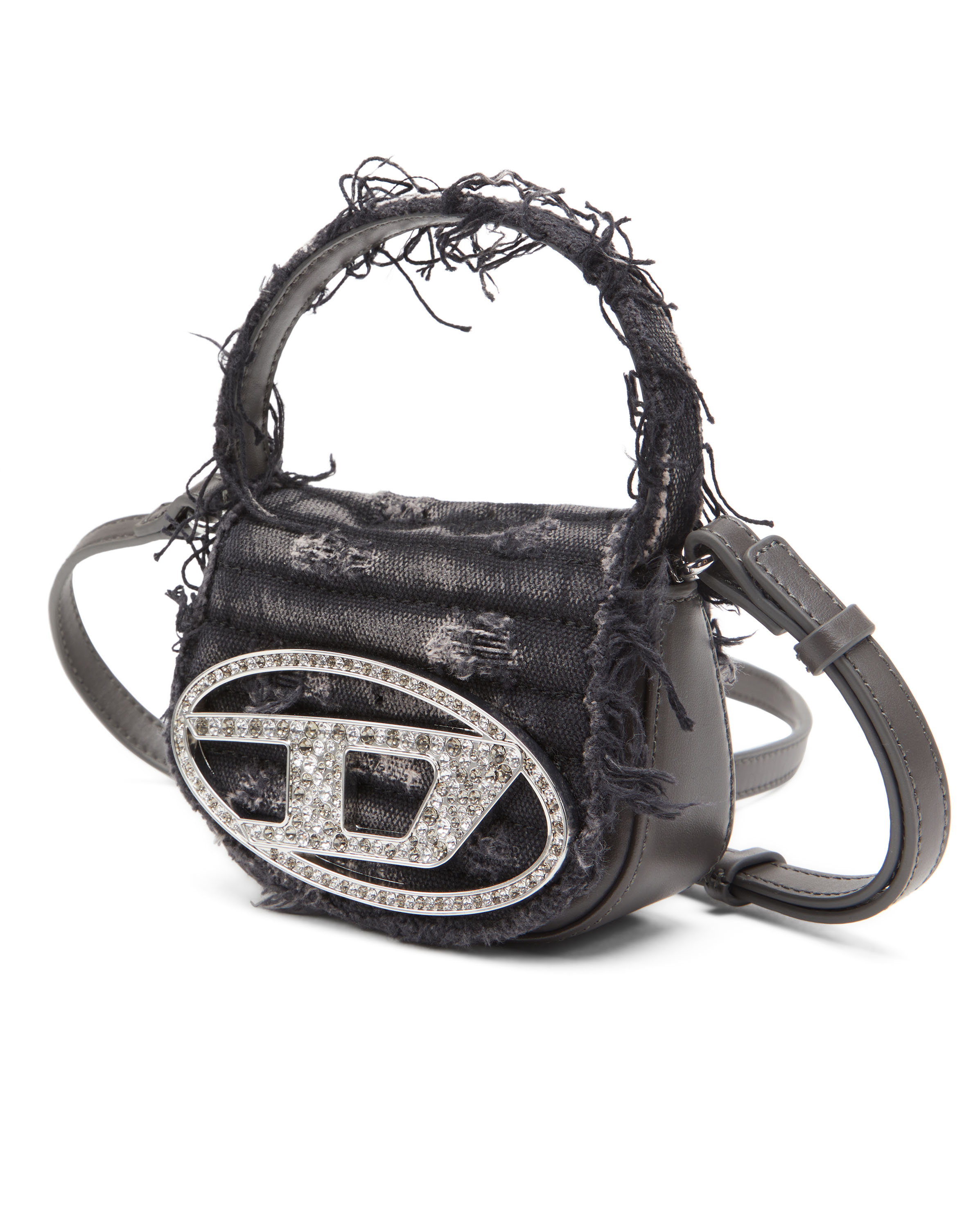 Diesel - 1DR XS, Woman's 1DR XS - Iconic mini bag in canvas and crystals in Black - 5