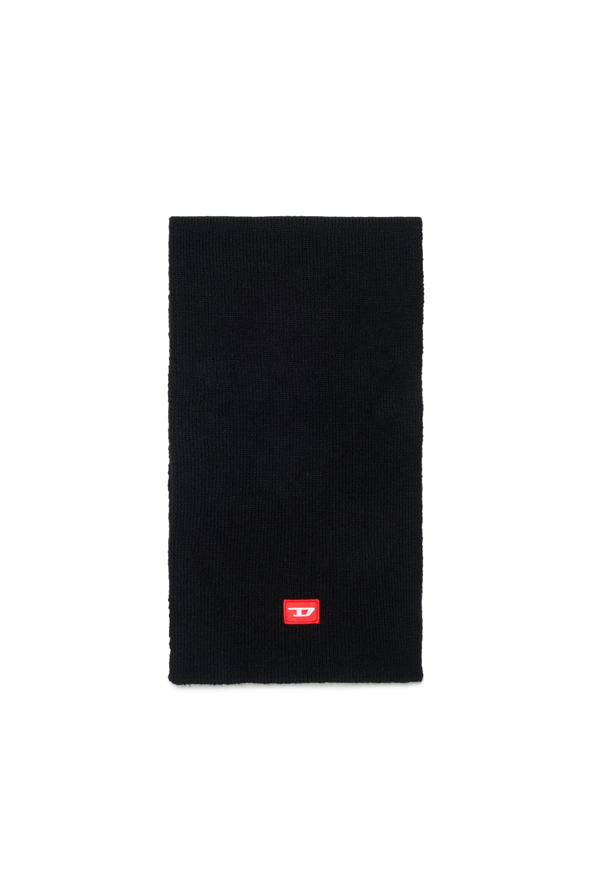 Diesel - RLOT, Unisex's Wool-blend scarf with D logo patch in Black - 1