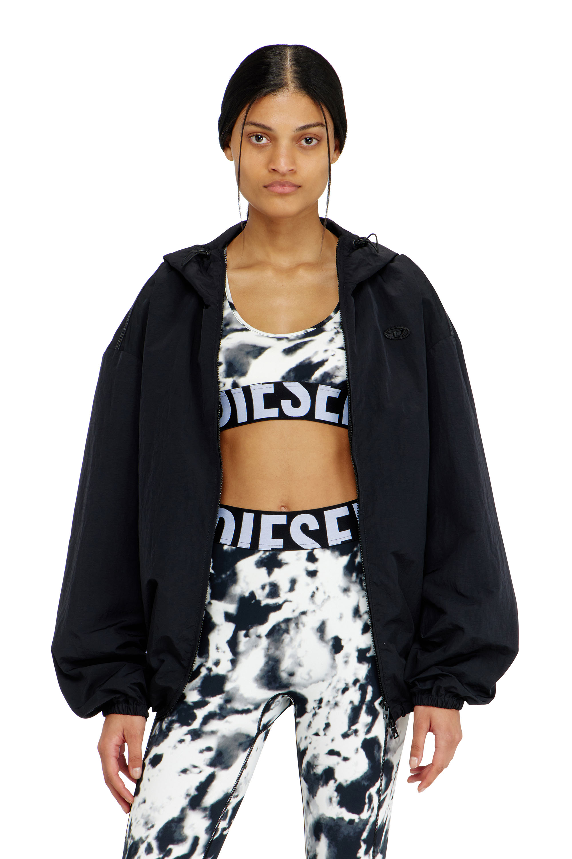 Diesel - ALLISON-D-POP, Woman's Sports bra in printed microfibre in White/Black - 4