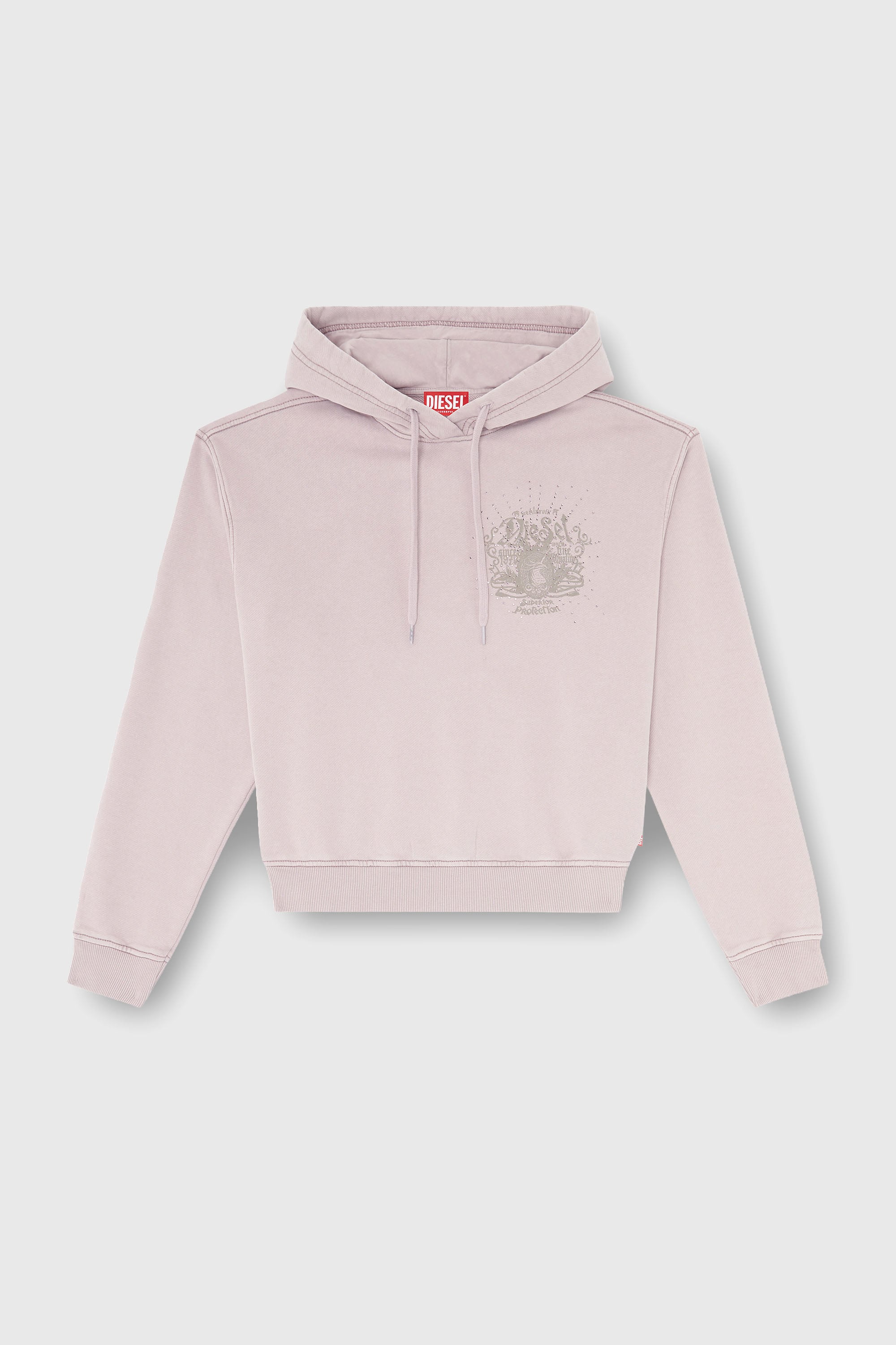 Diesel - F-PHOENY, Woman's Hoodie with prints and rhinestone studs in Lilac - 2