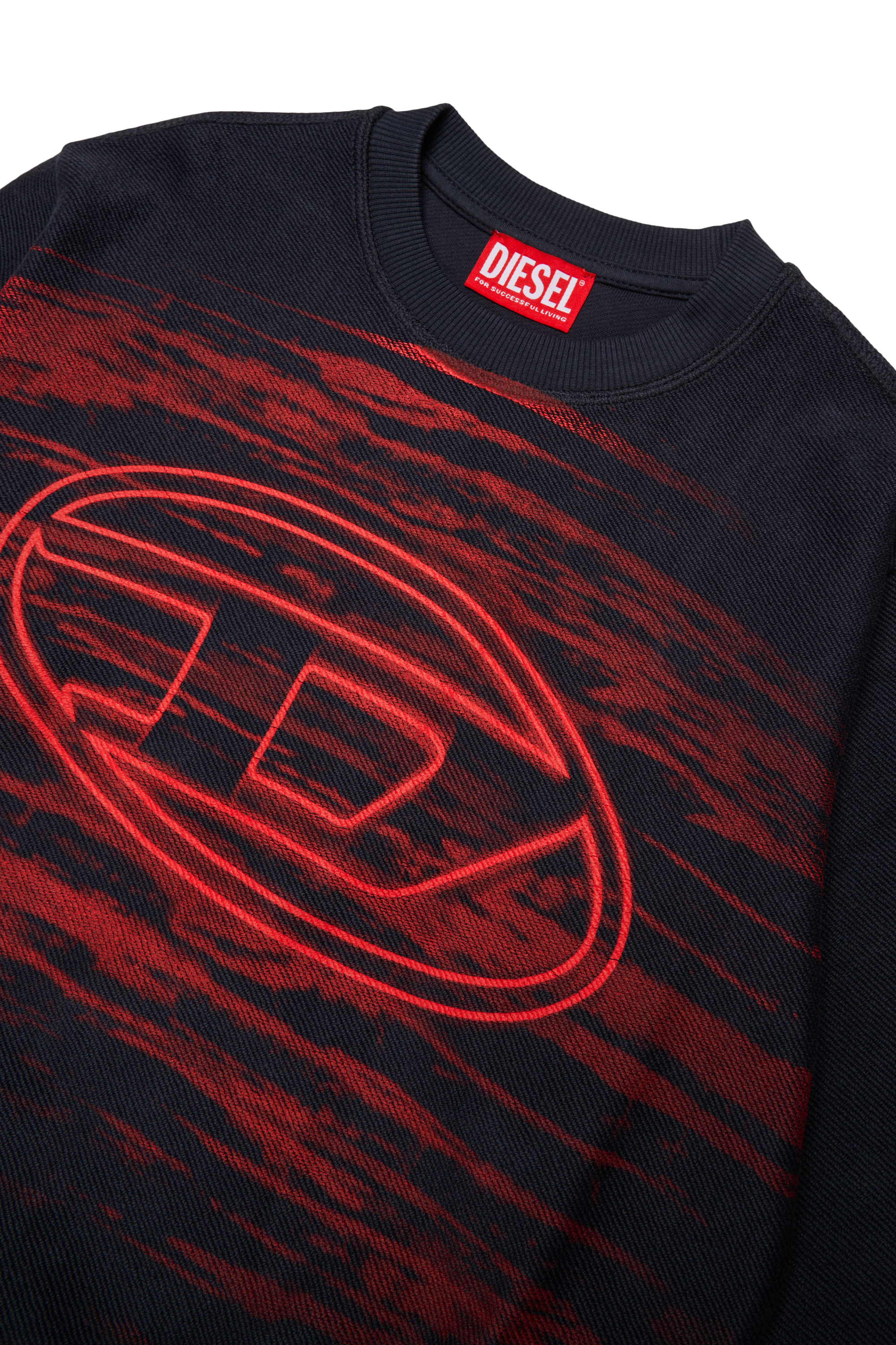 Diesel - SFRIT OVER, Man's Sweatshirt with streaks and Oval D logo in Black - 3