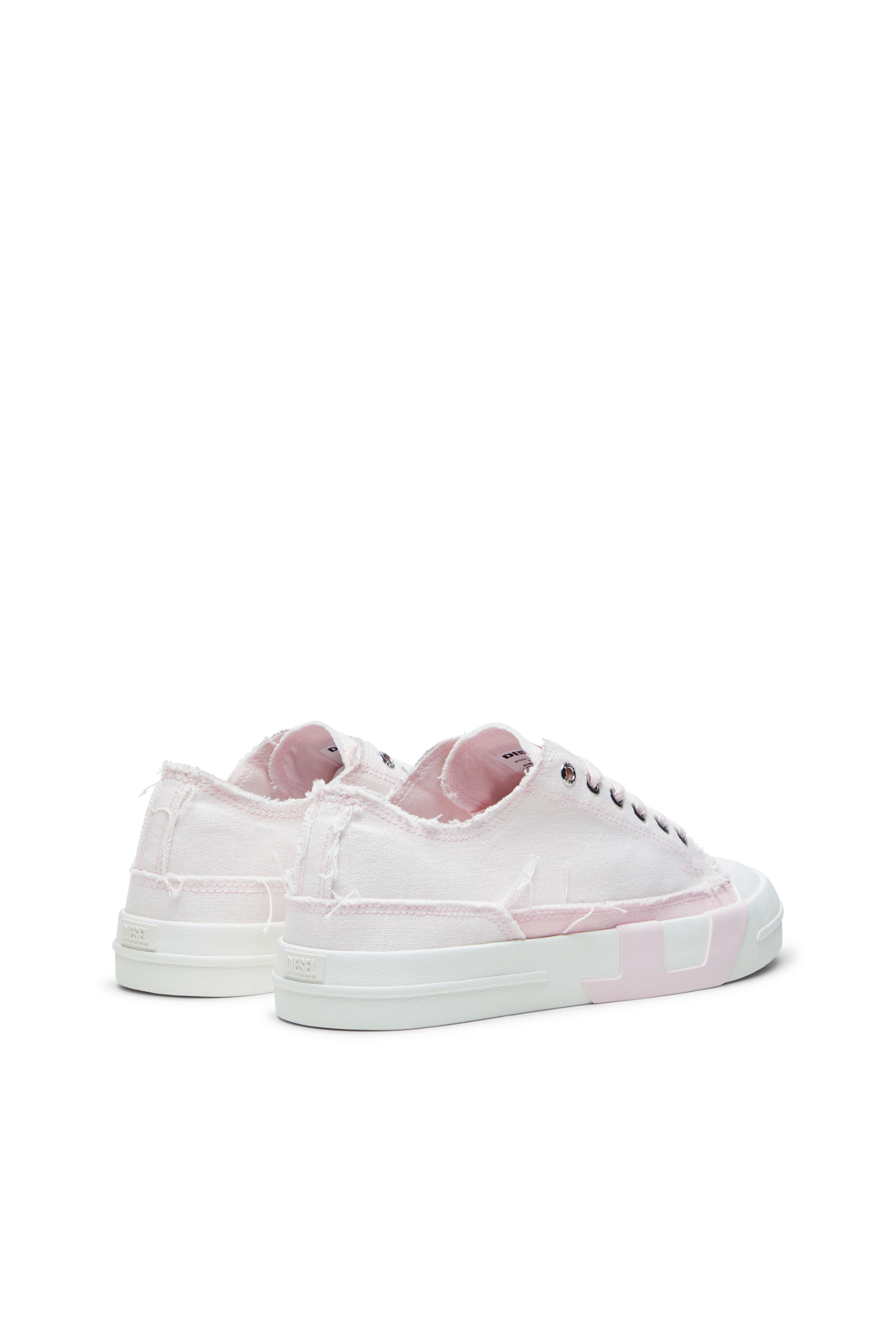 Diesel - S-D-VERSE LOW W, Woman's S-D-Verse-Sneakers in frayed canvas in Pink/White - 3