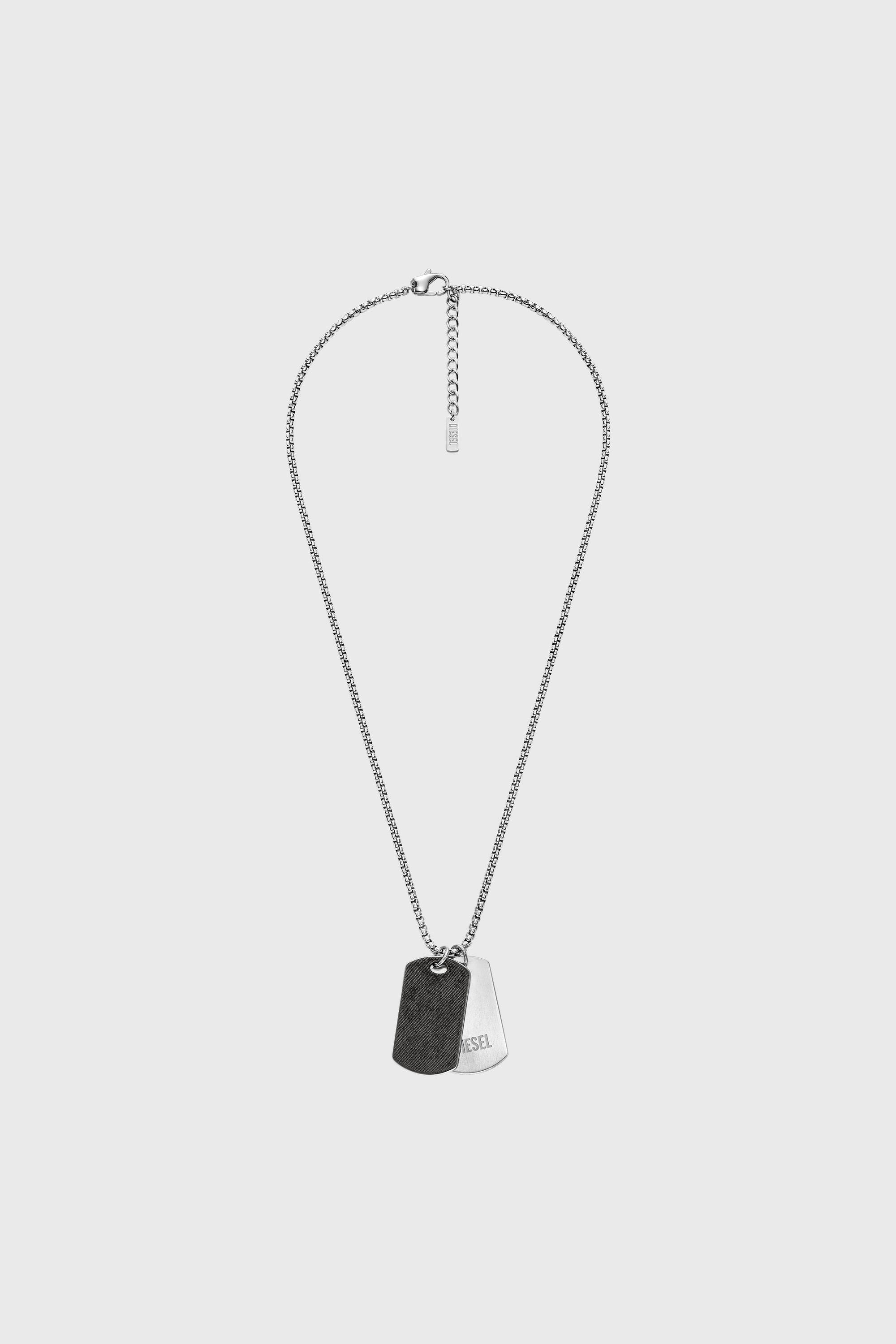 Stainless steel denim texture dog tag necklace