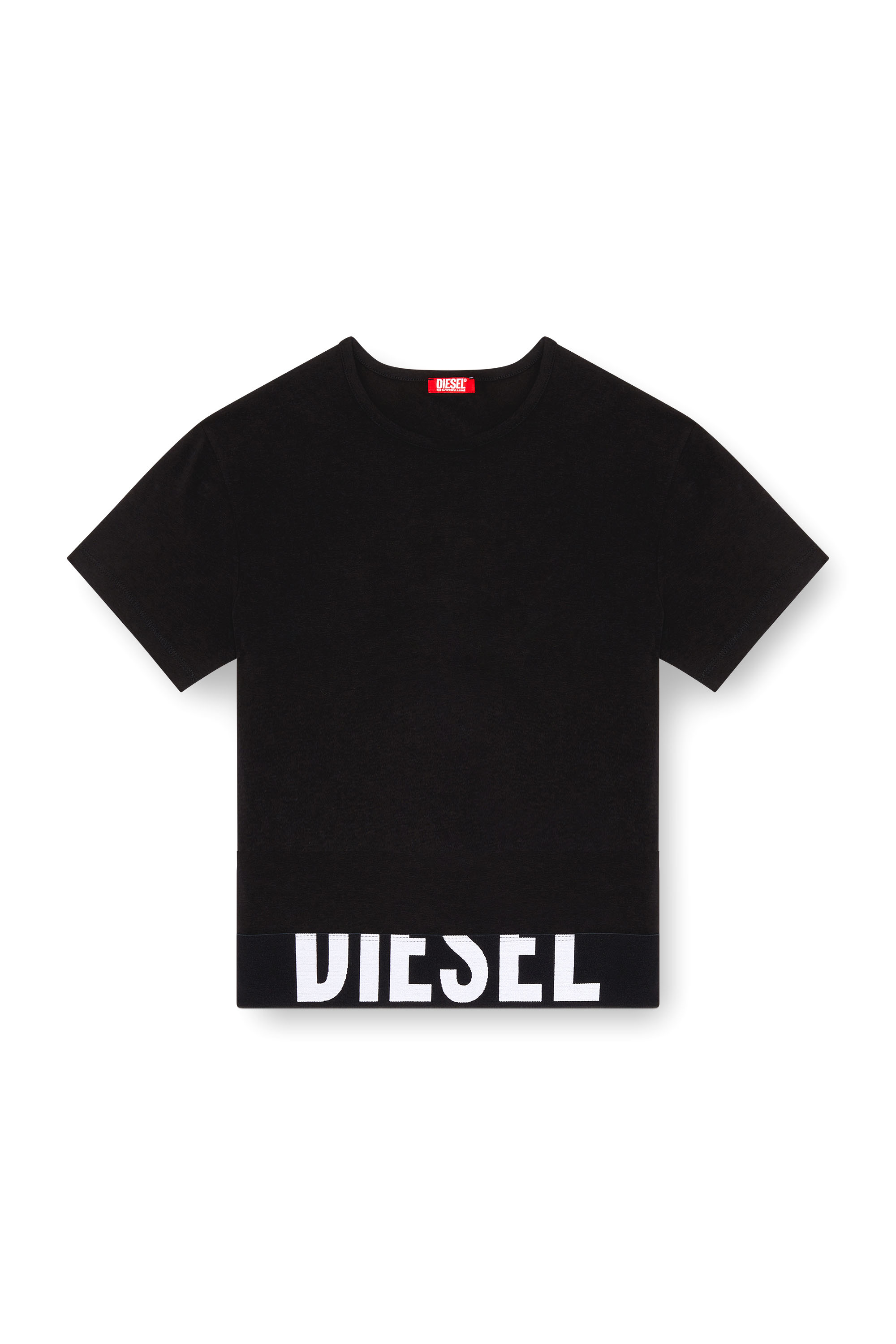 Diesel - UFTEE-SPORT-CROPPED-T-SHIRT, Woman's Sporty cropped top with logo band in Black - 4