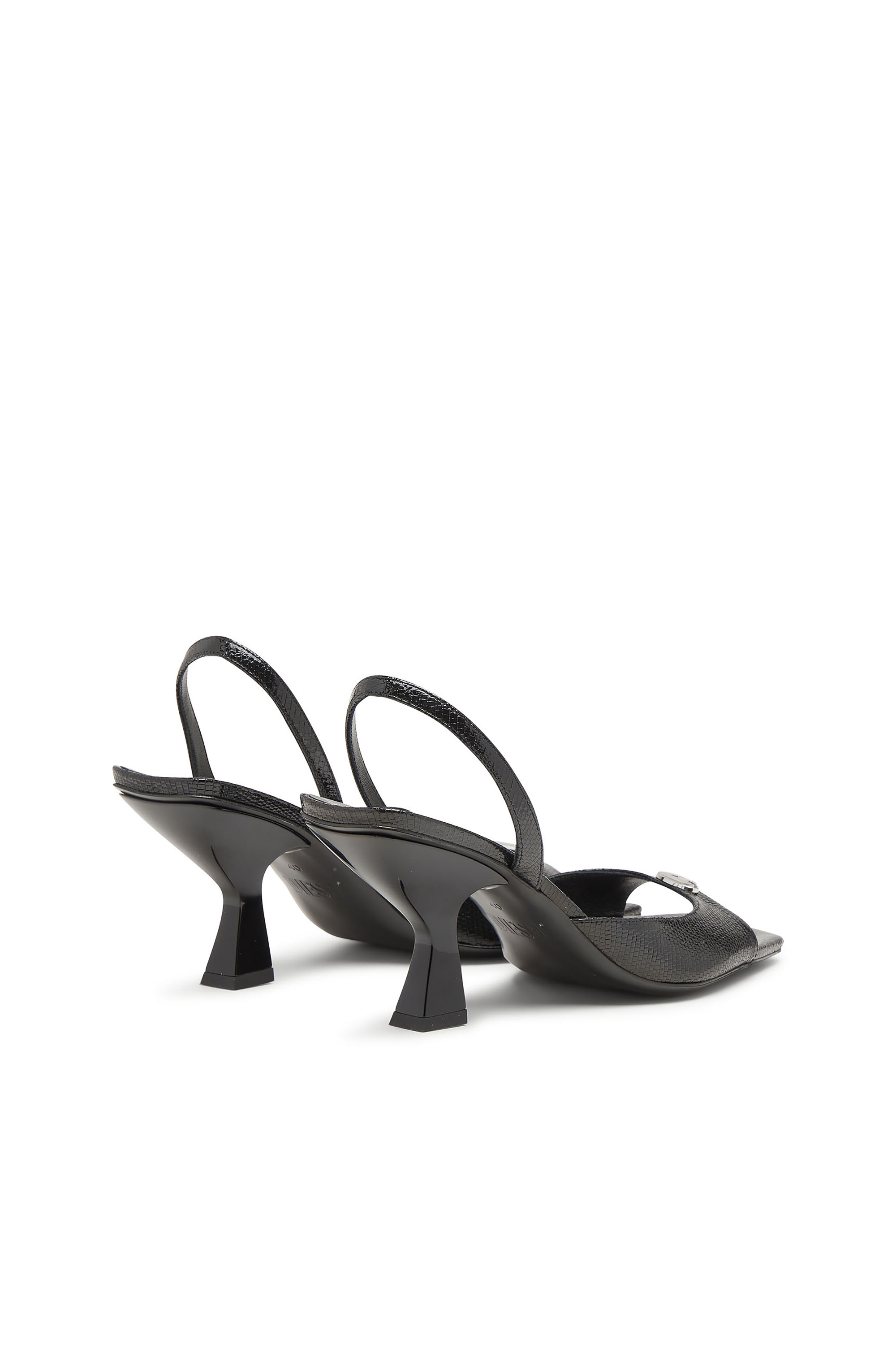 Diesel - D-AMBER 75 SANDAL, Woman's D-Amber-Slingback sandals in lizard-effect leather in Black - 4