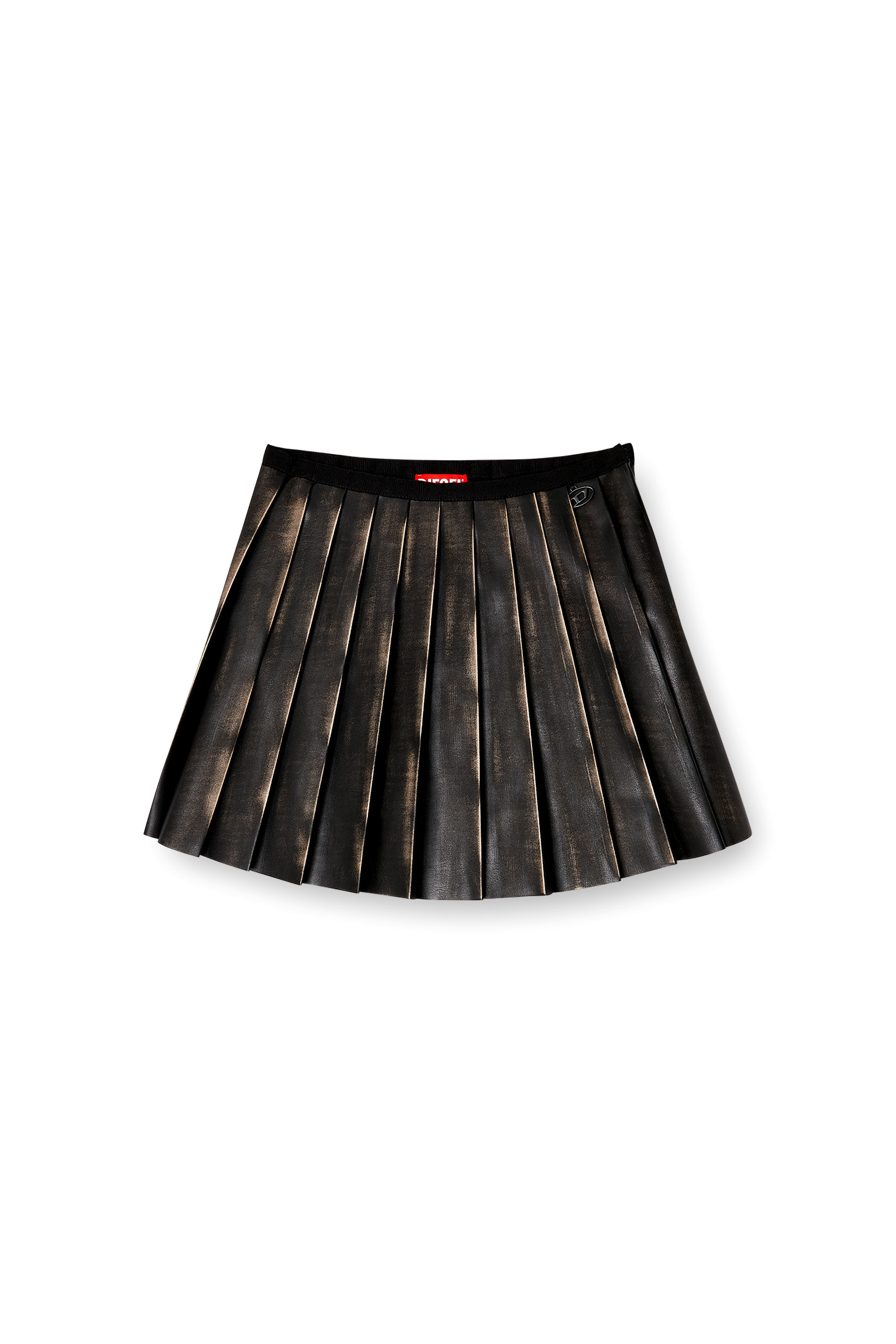 Diesel - O-SAKA-MINI, Woman's Short pleated skirt with distressed effect in Brown - 4