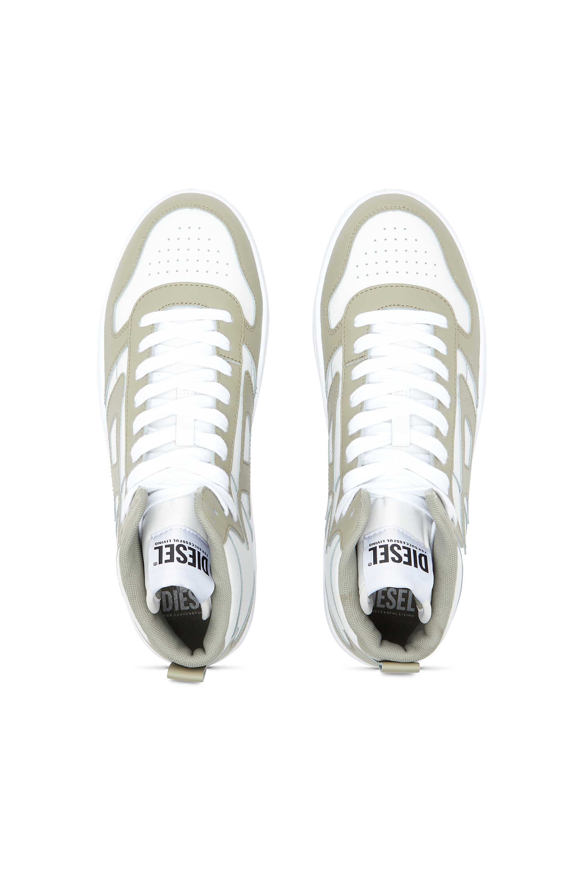 Diesel - S-UKIYO V2 MID, Man's S-Ukiyo-High-top sneakers in leather in White/Green - 5