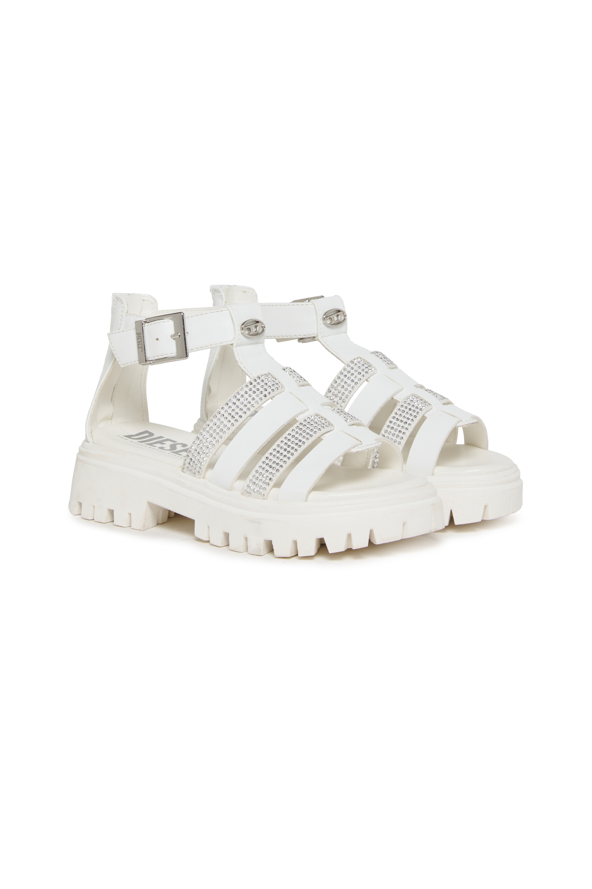 Diesel - D-SANBLIN, Woman's D-SANBLIN-Chunky sandal with rhinestones in White - 2