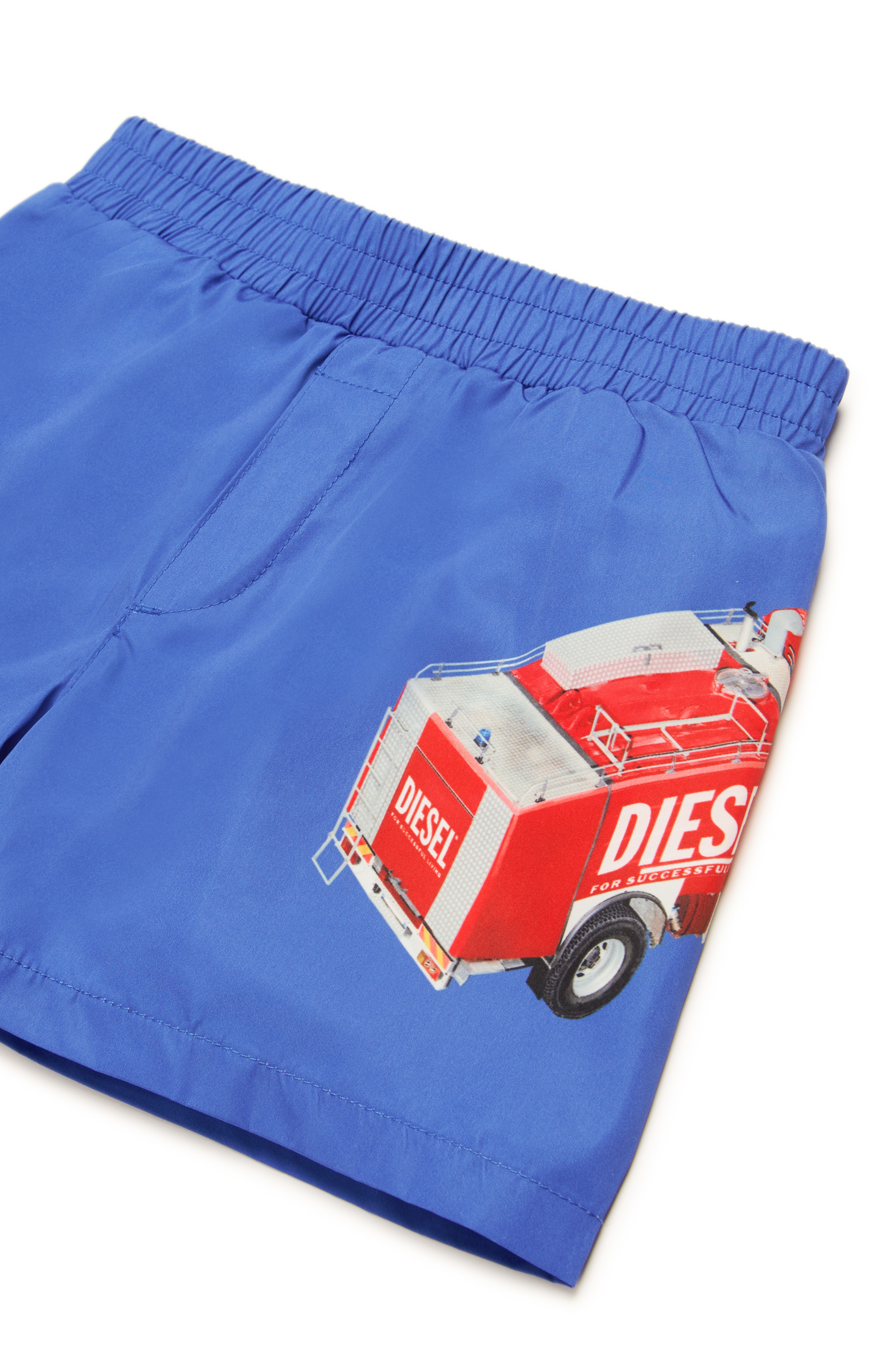 Diesel - MIPERRIB, Man's Swim shorts with fire truck print in Blue - 3