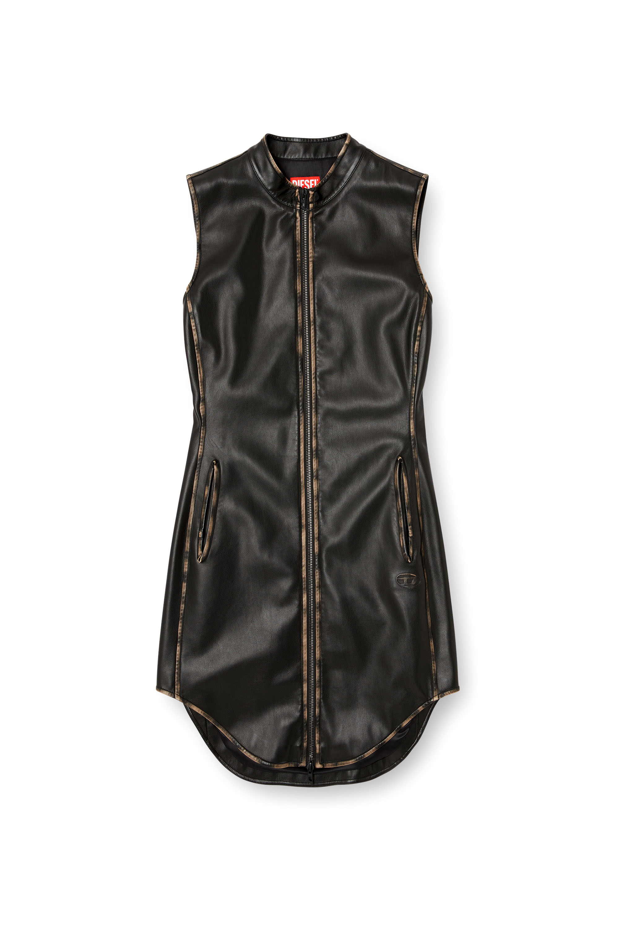 D-ENEAS, Black/Brown Diesel - D-ENEAS, Woman's Dress in treated technical fabric in Black/Brown - 2