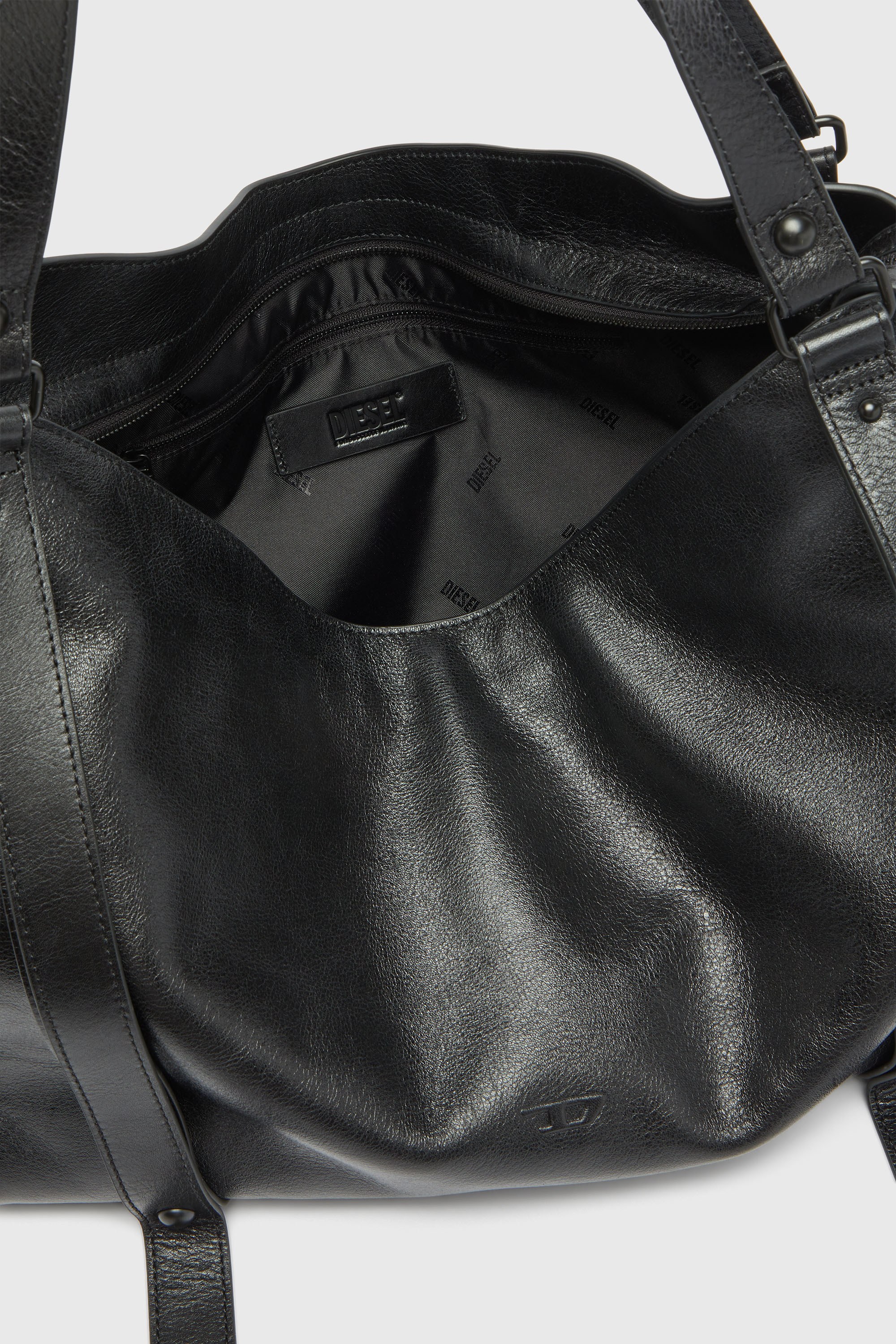 Diesel - D-ONE TOPHANDLE L, Unisex's D-One-Large top-handle bag in leather in Black - 4