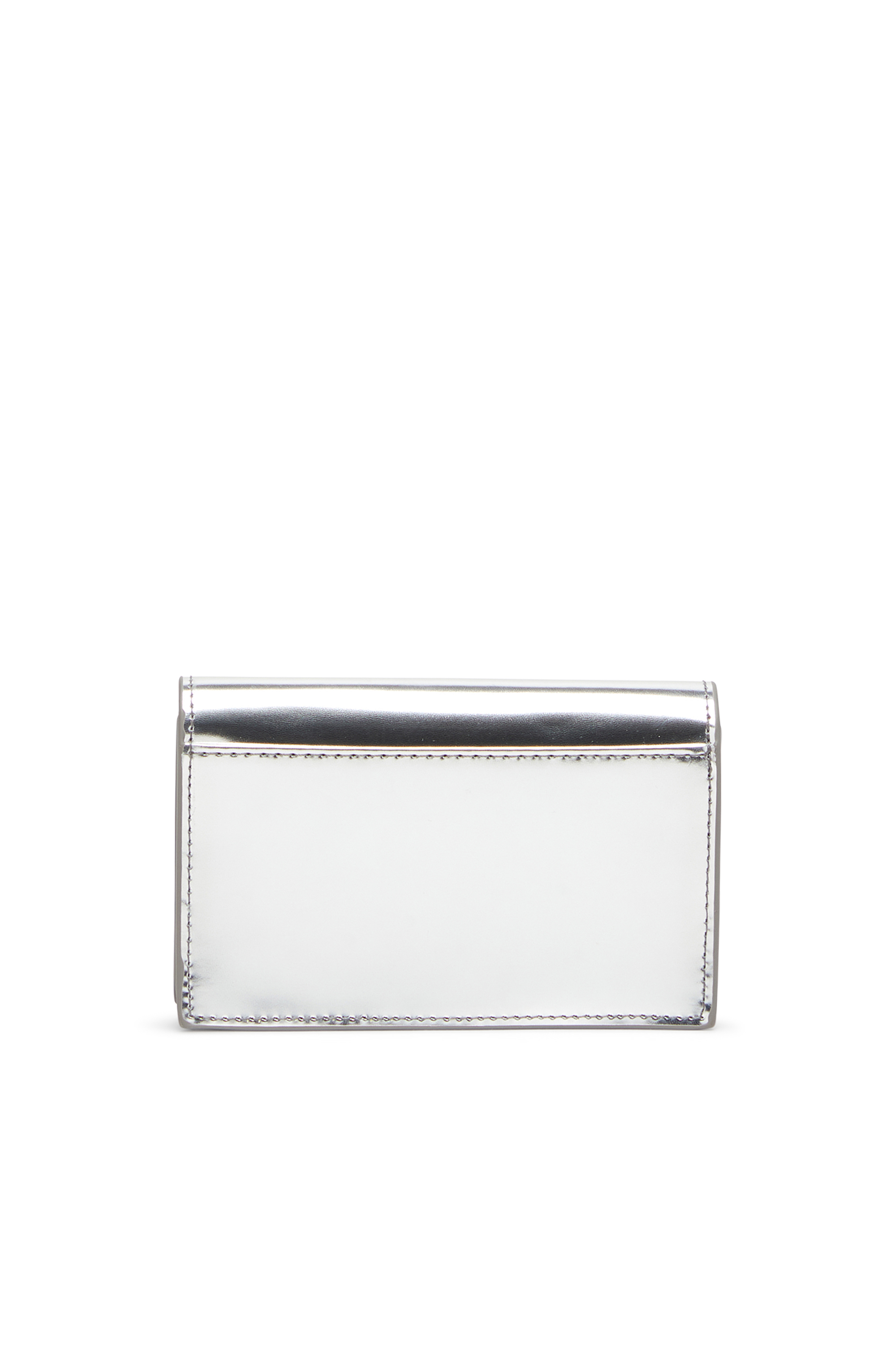 Diesel - 1DR CARD HOLDER IV, Woman's Metallic leather card holder in Silver - 2