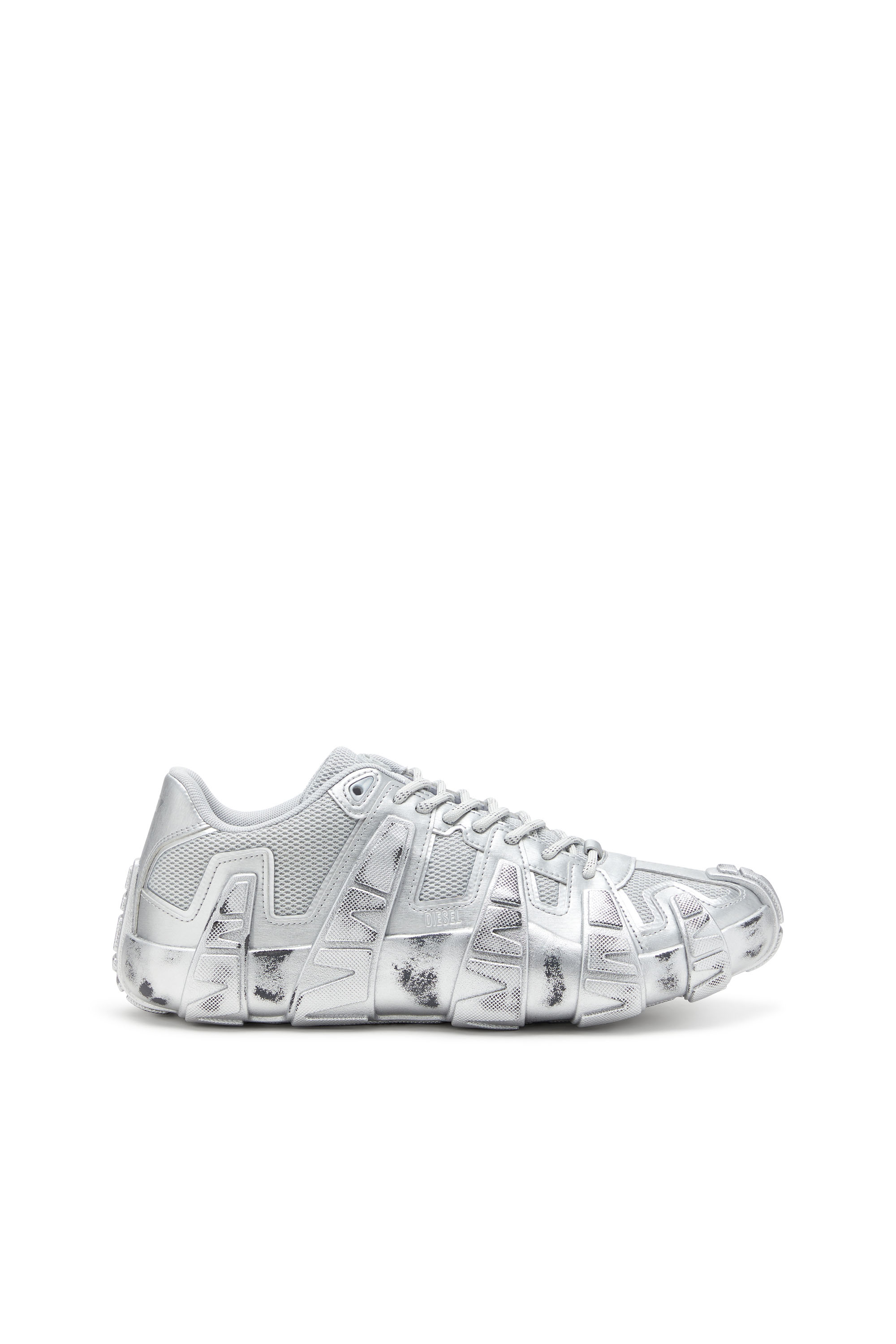 Diesel - S-D-GRIFFE LOW, Man's S-D-Griffe-Metallic sneakers in mesh and PU in Silver - 1