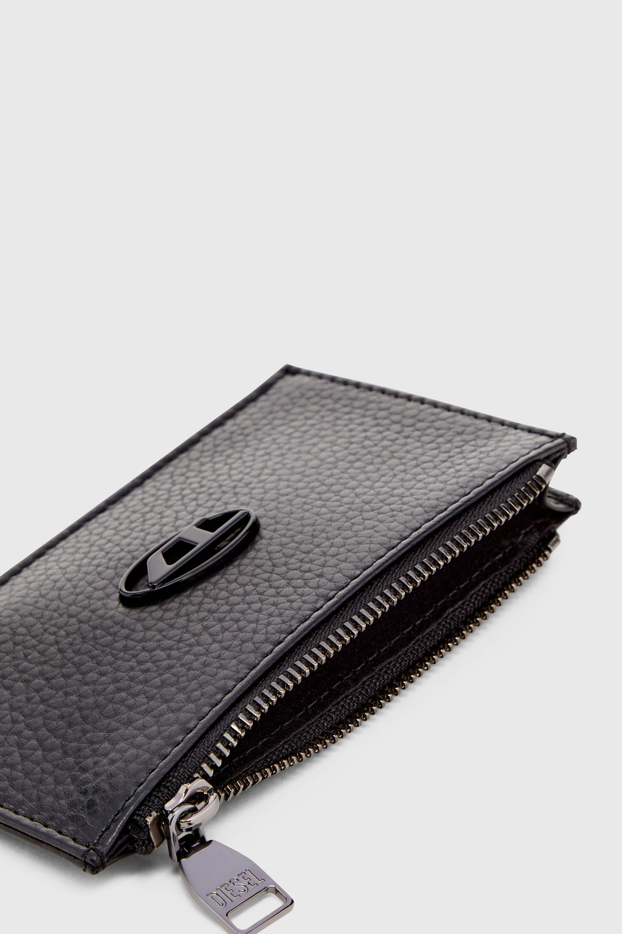 Diesel - HISSU EVO CARD HOLDER III, Man's Flat card holder in grainy leather in Black - 3