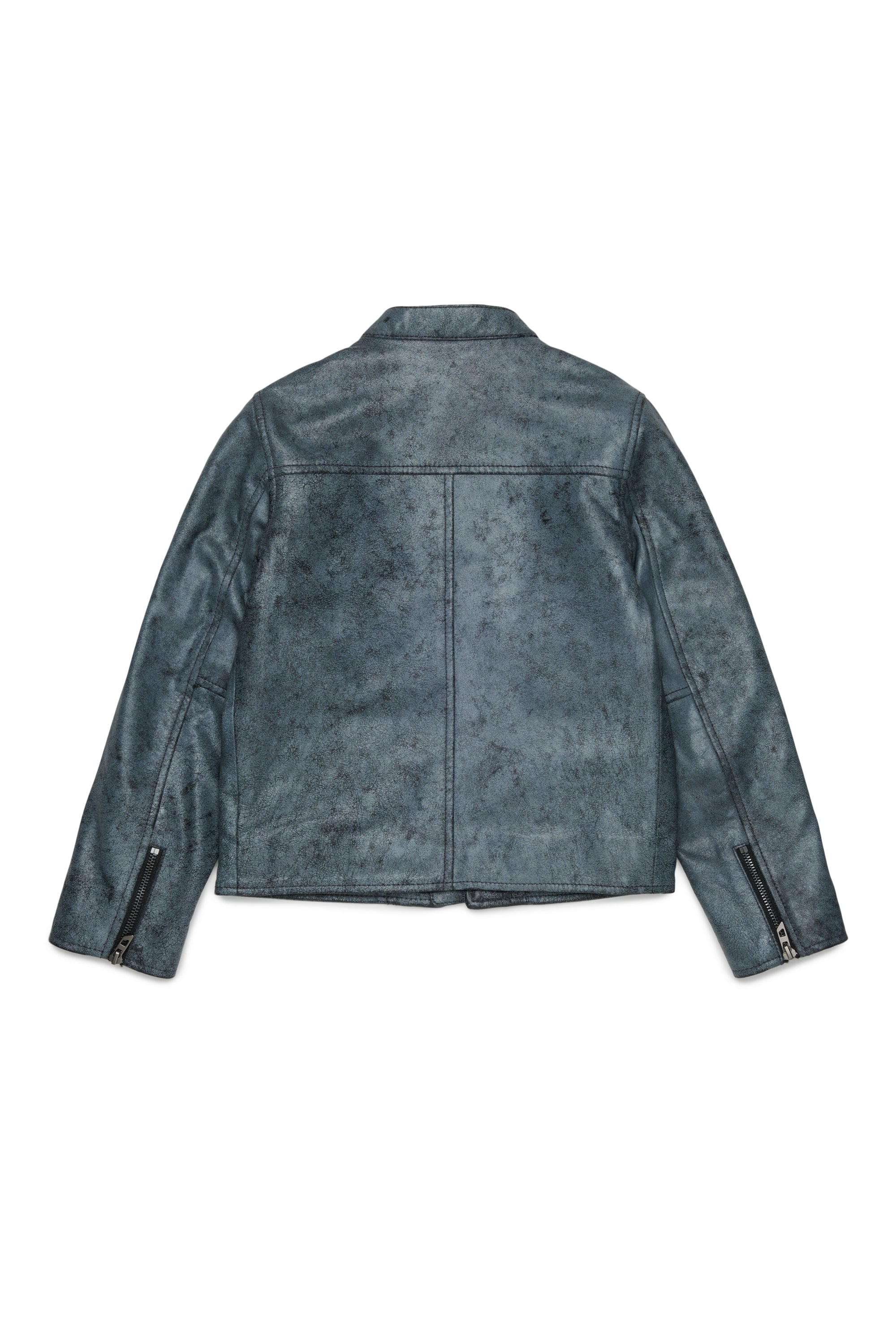 Diesel - JLEVERT, Man's Leather biker jacket with maxi logo in Black - 2