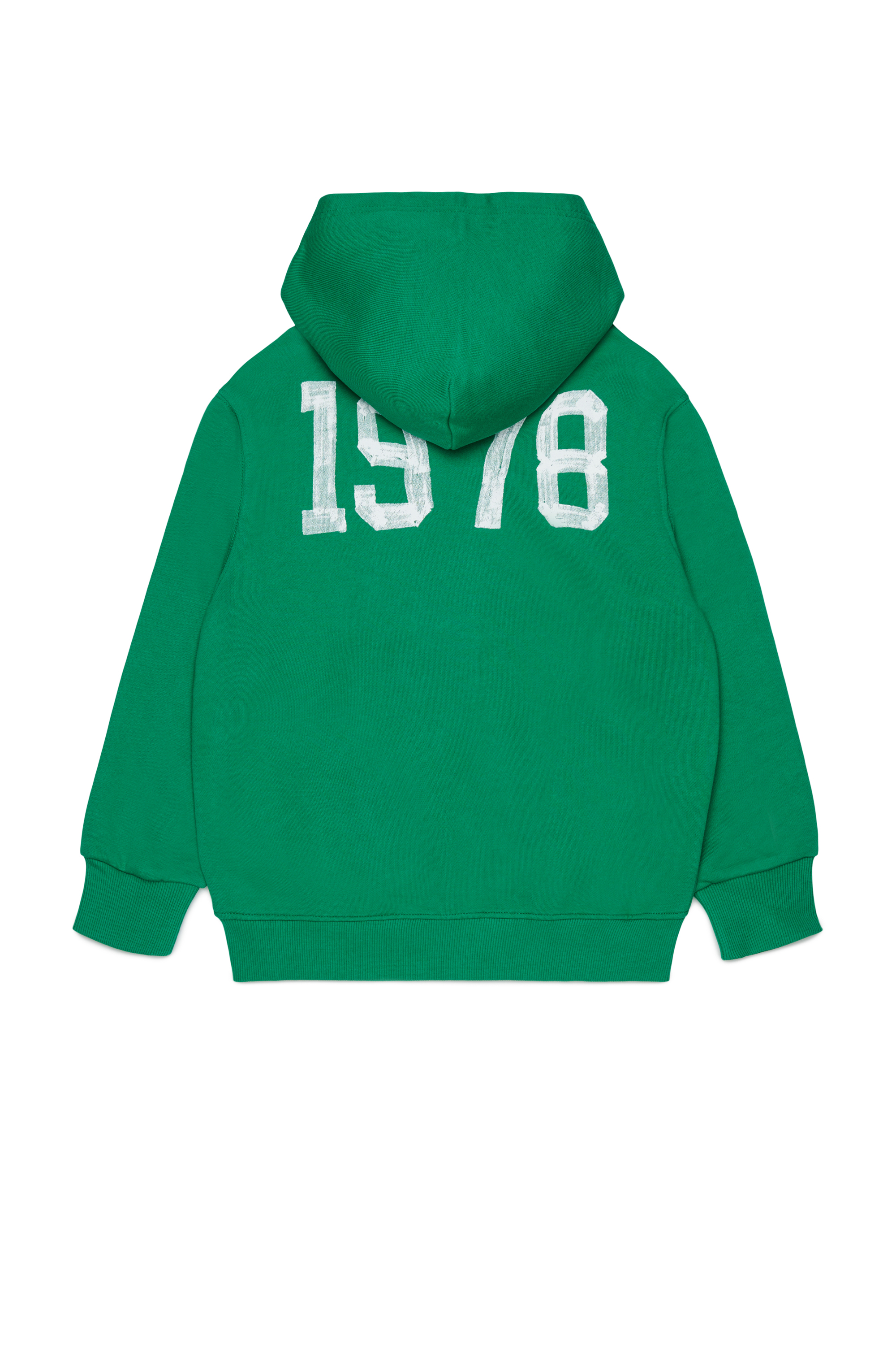 Diesel - SBANDHOOD OVER, Man's Zip-up hoodie with paint-effect logo prints in Green - 2