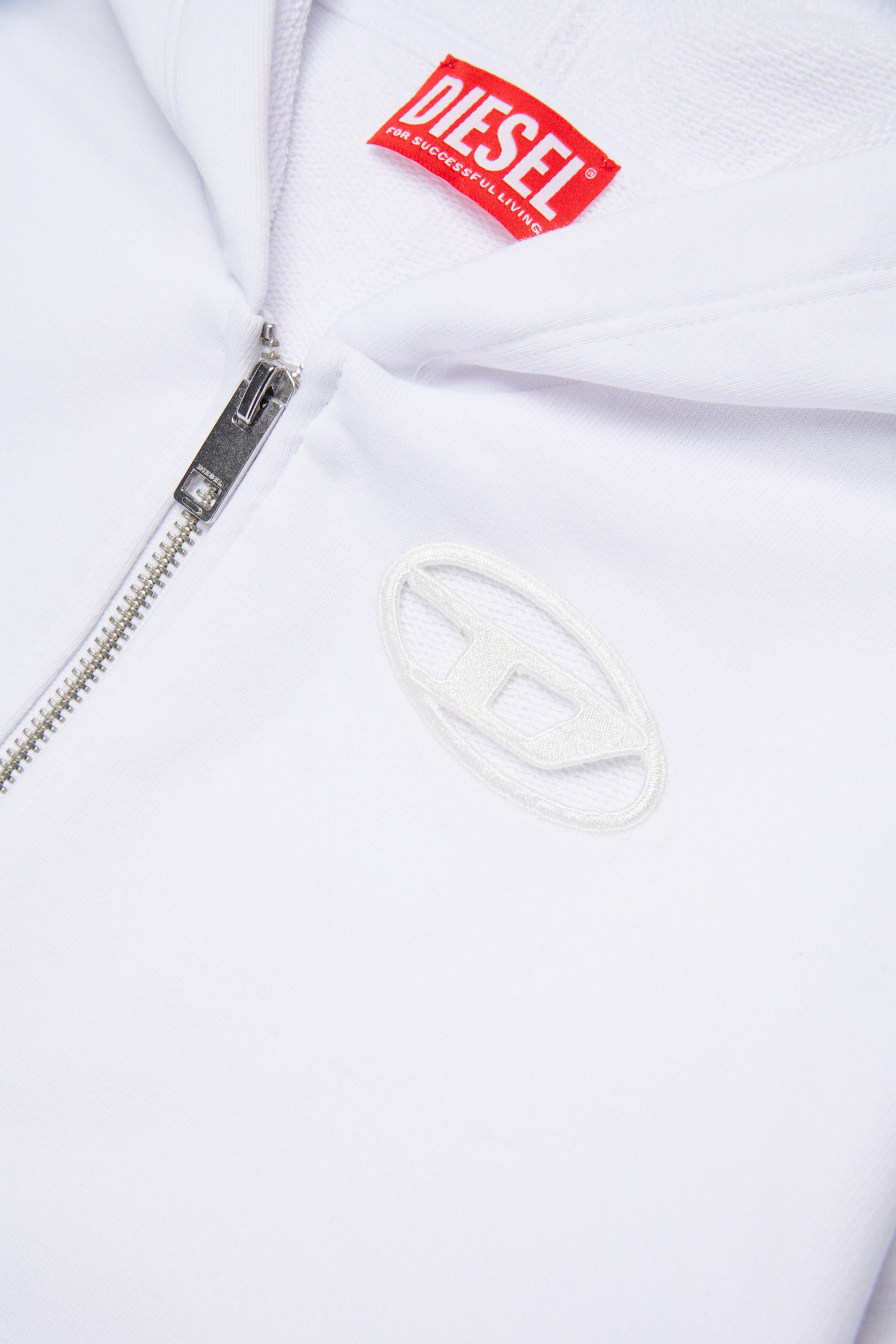 Diesel - SFPERU, Woman's Zip-up hoodie with cut-out Oval D logo in White - 4