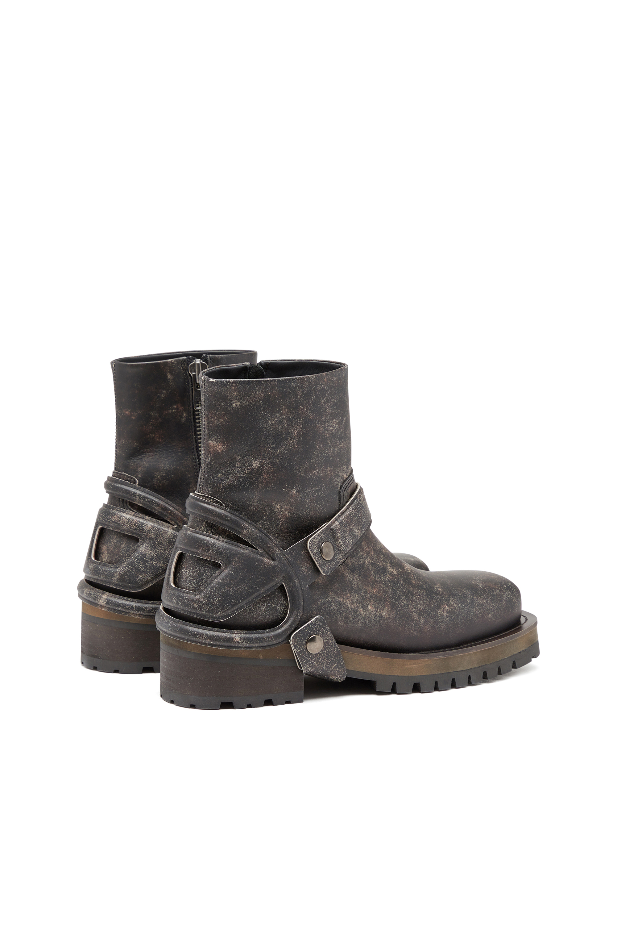 D-TEXAN CH, Dark Brown Diesel - D-TEXAN CH, Man's D-Texan-Harness boots in distressed leather in Dark Brown - 3