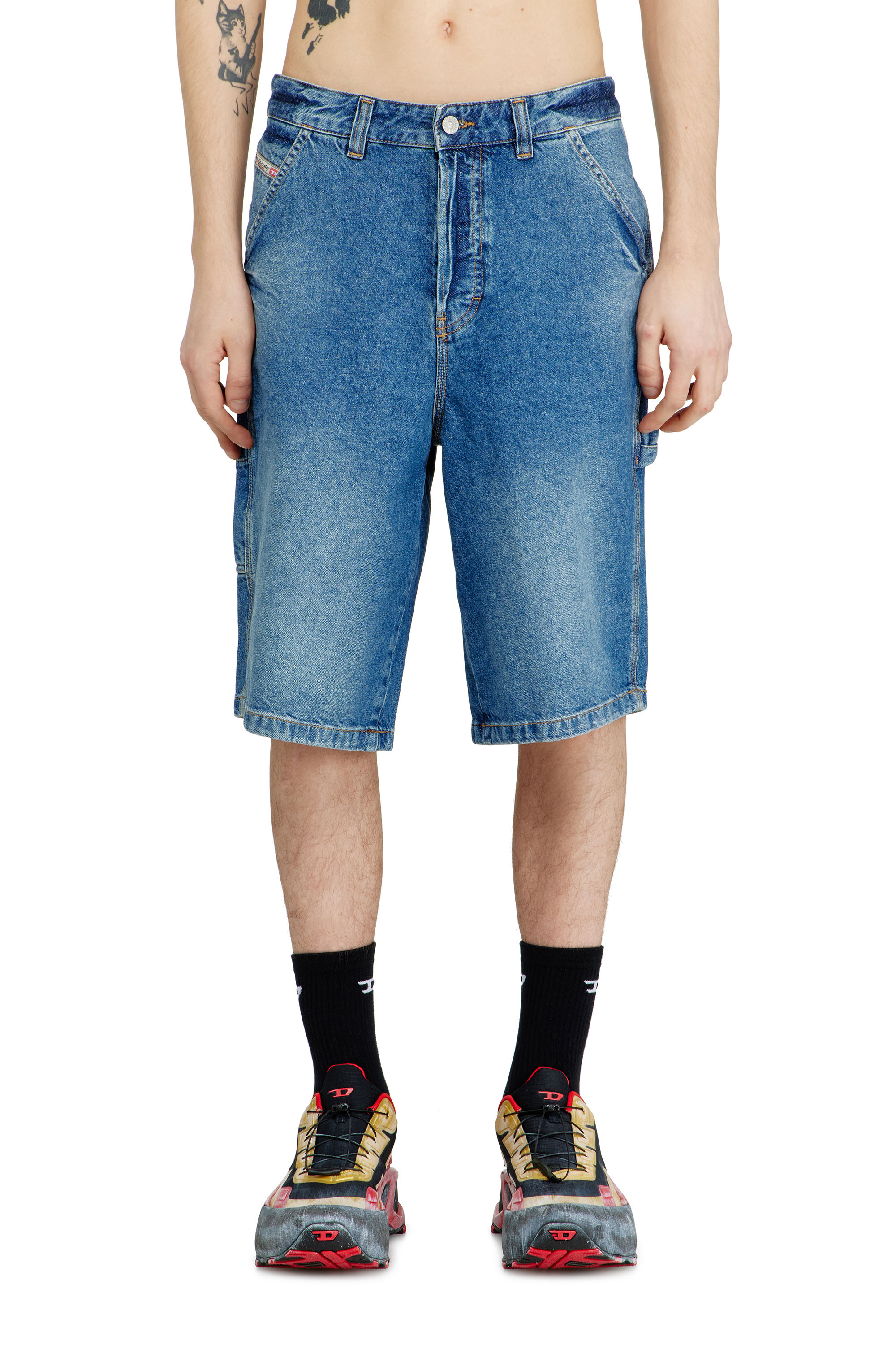 Diesel - D-LIVERY-W-SHORT, Man's Utility-style denim shorts in Medium blue - 1