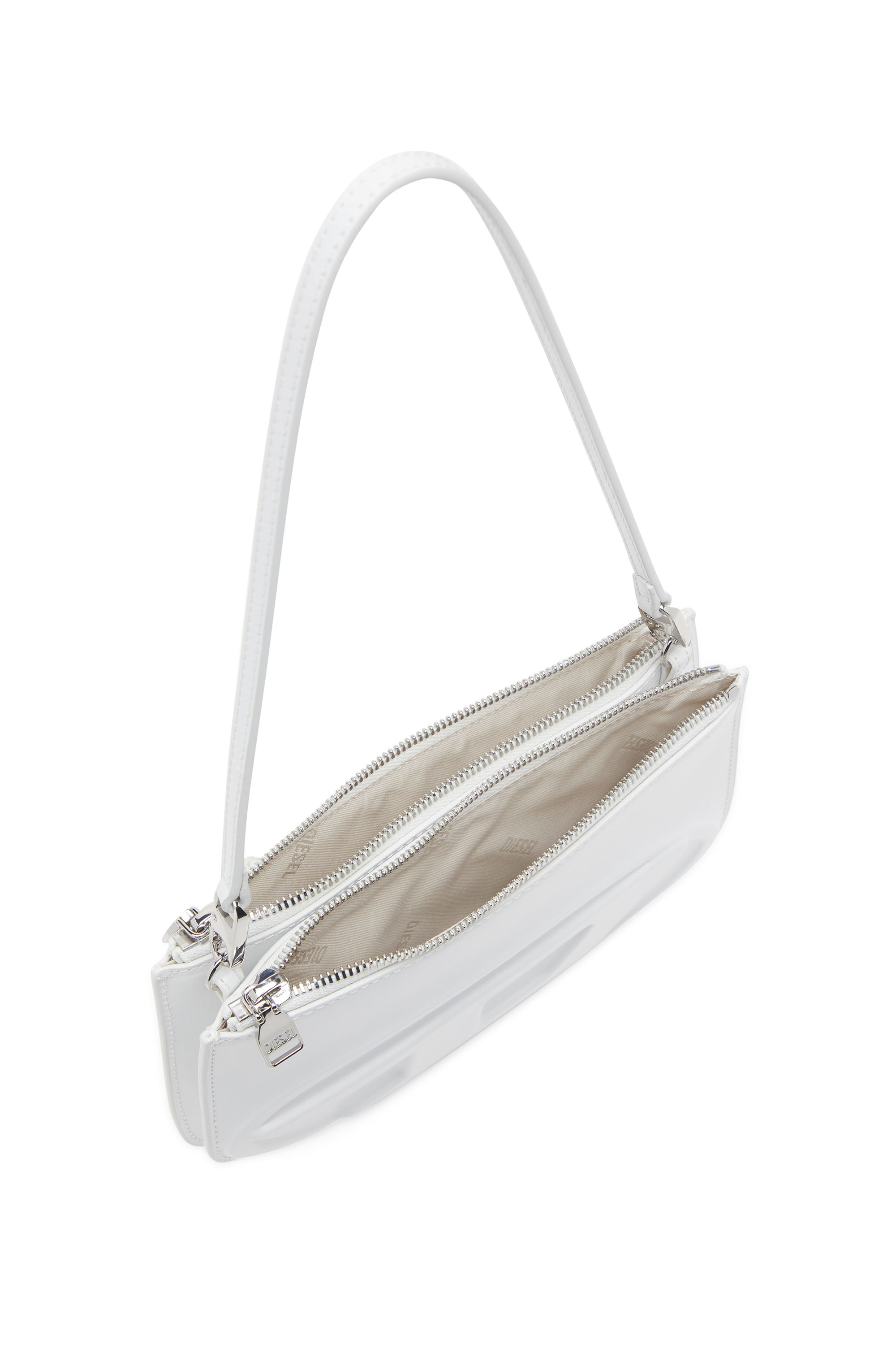 Diesel - 1DR TWIN, Woman's Double-pouch shoulder bag in printed leather in White - 4