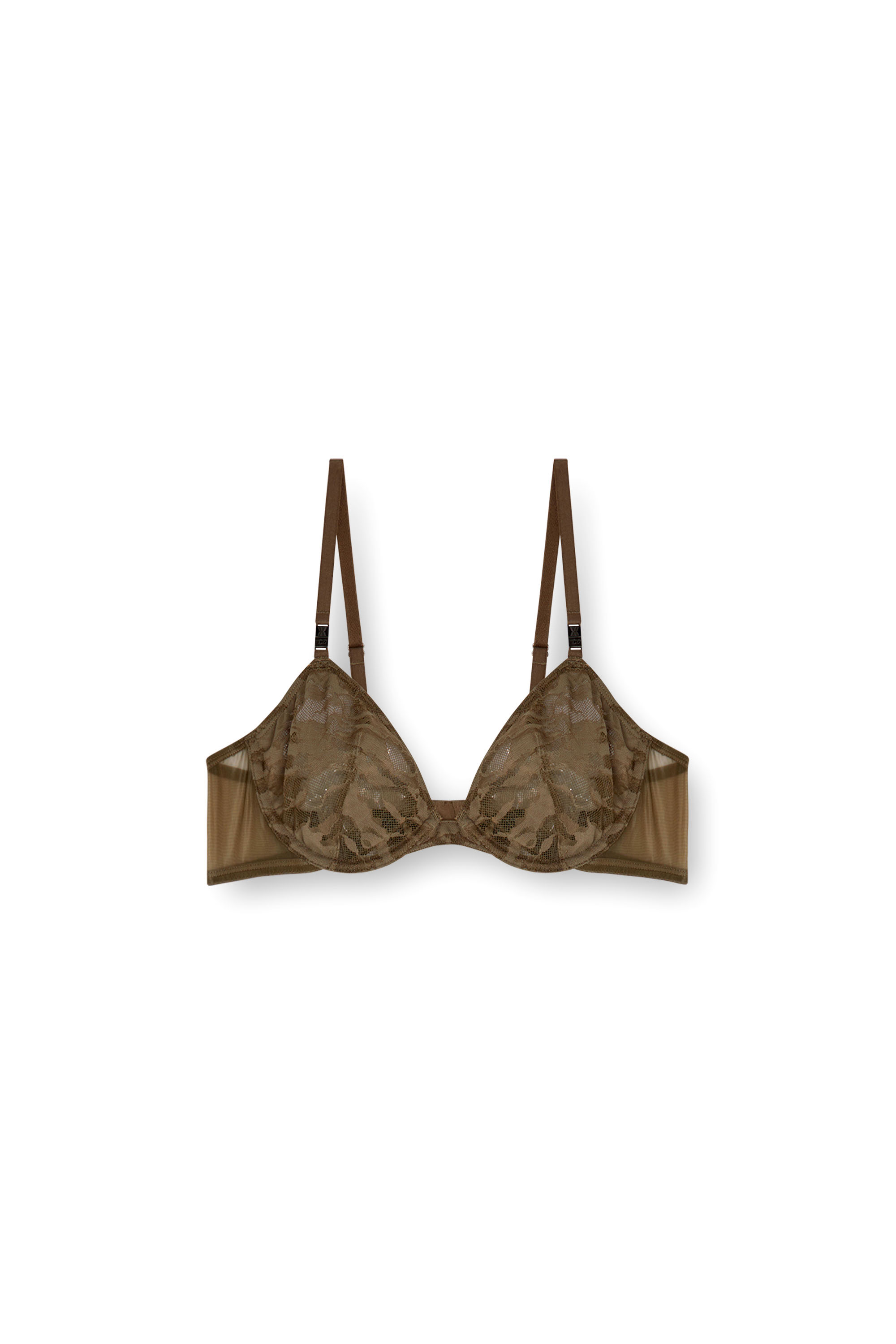 Diesel - C-CAMO-LACE-PLUNGE-BRA, Woman's Plunge bra in camo lace in Brown - 4