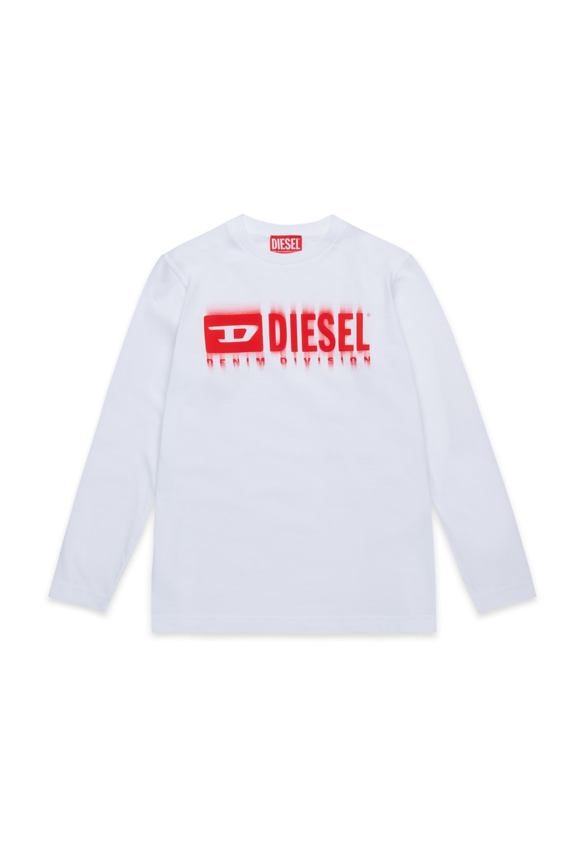 Diesel - TDIEGORL6LS, Man's Long sleeved T-shirt with smudged logo in White - 1