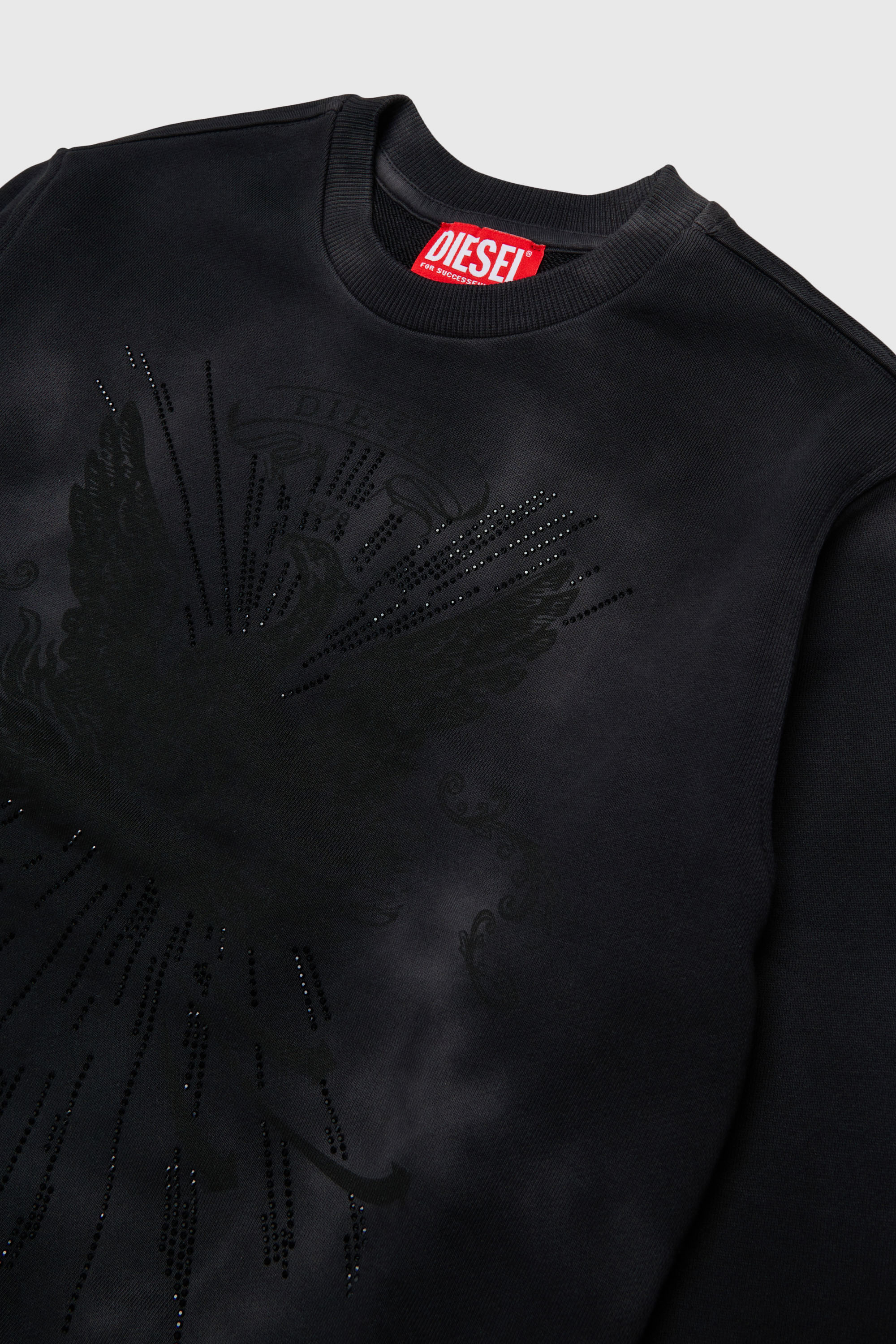 Diesel - SFIN OVER, Man's Cloudy-effect sweatshirt with phoenix motif in Black - 3