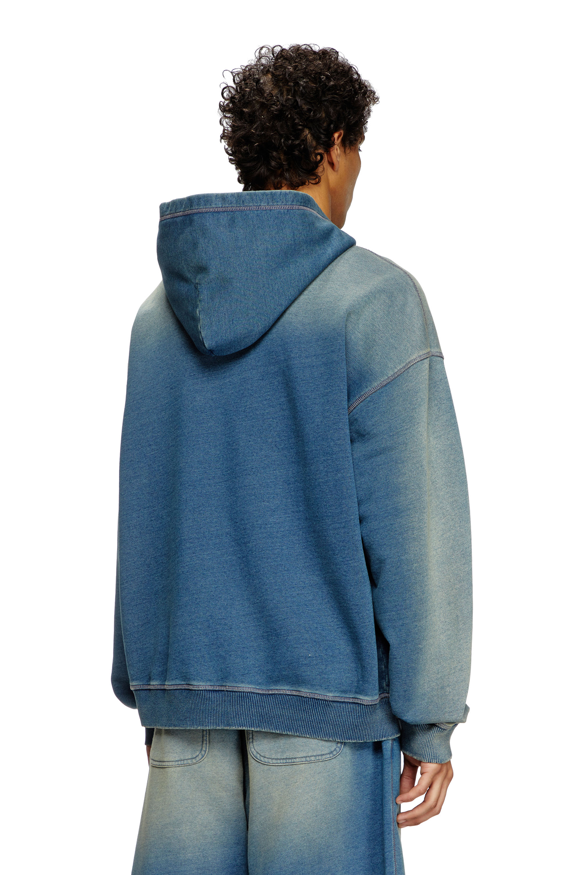 Diesel - S-BOXT-HOOD-R6, Man's Faded hoodie with logo embroidery in Blue - 4