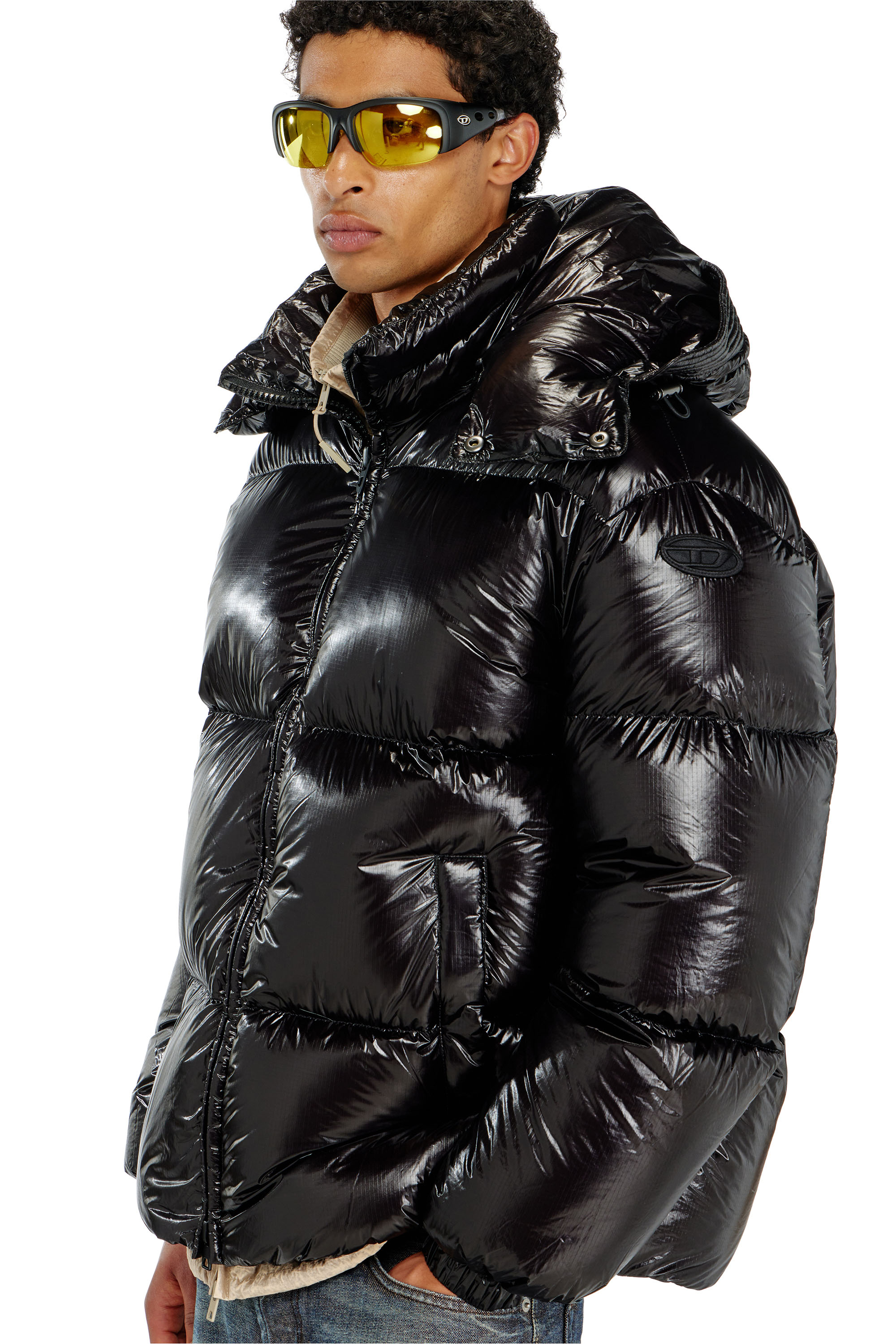 Diesel - W-ROLFYS-WRD-BKCP, Man's Down puffer jacket with detachable hood in Black - 5