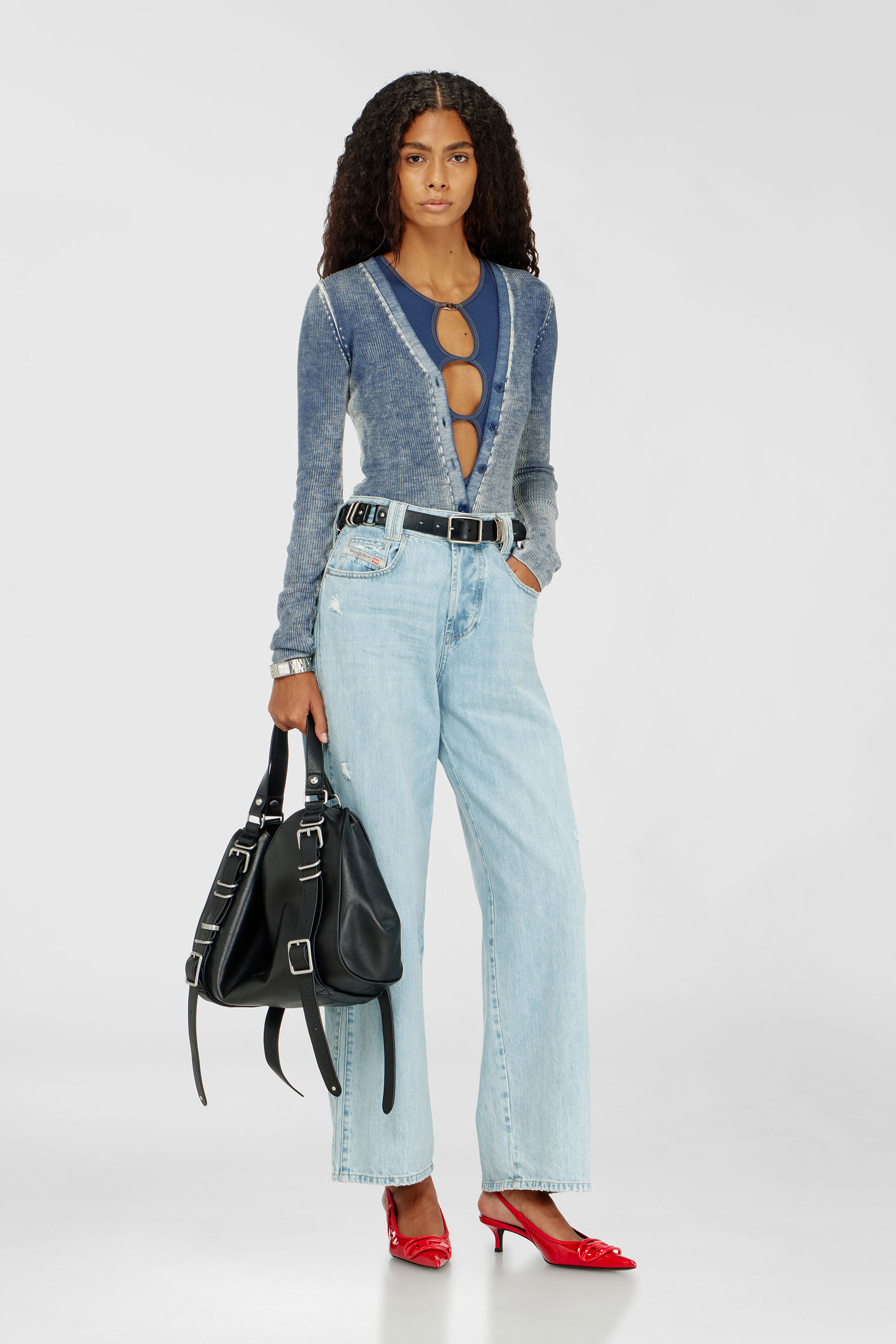 Diesel - COSIMA-DNM, Woman's Cut-out bodysuit in ribbed stretch cotton in null - 5