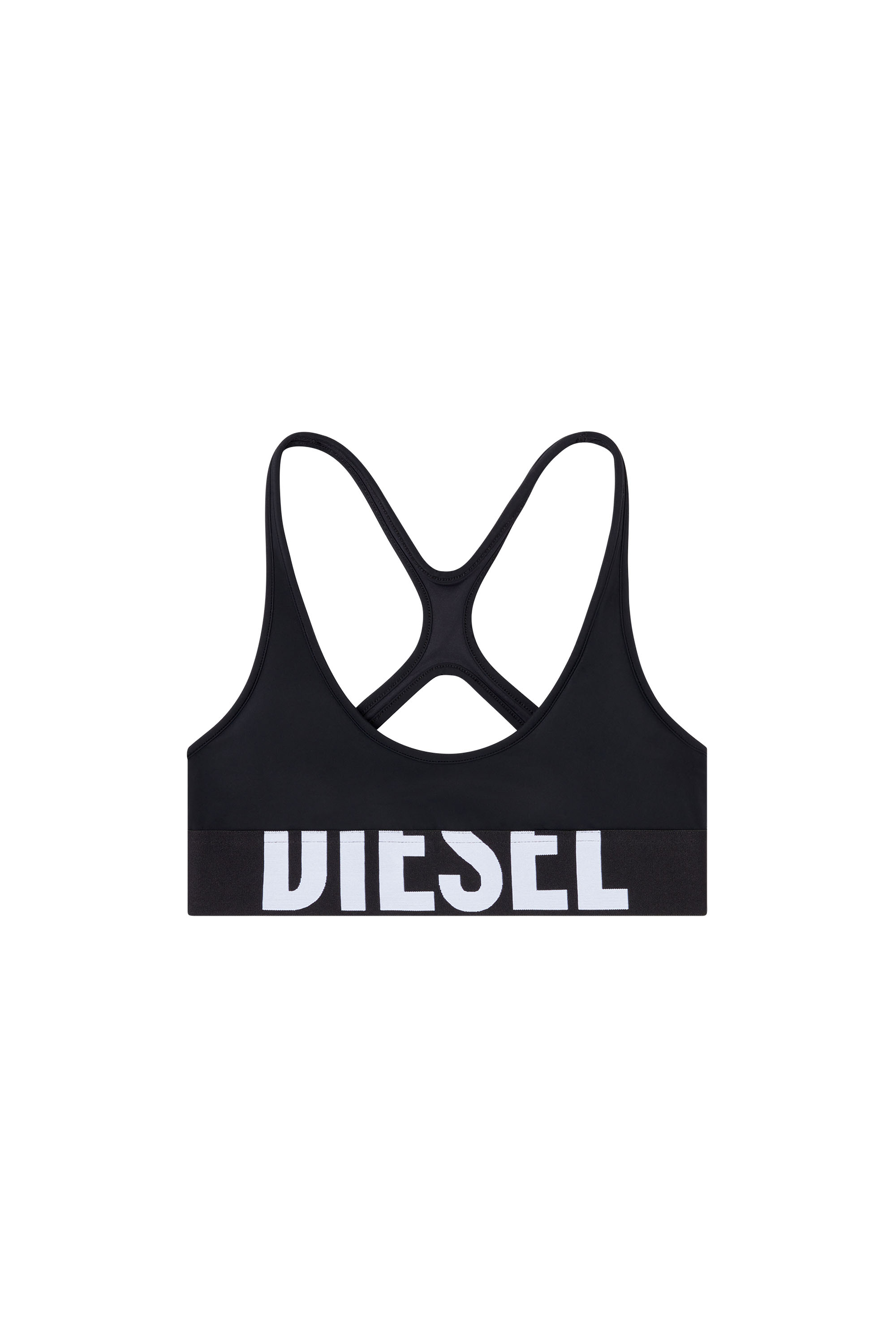 Diesel - ALLISON-D-POP, Woman's Microfibre sports bra with cut-off logo in Black - 4