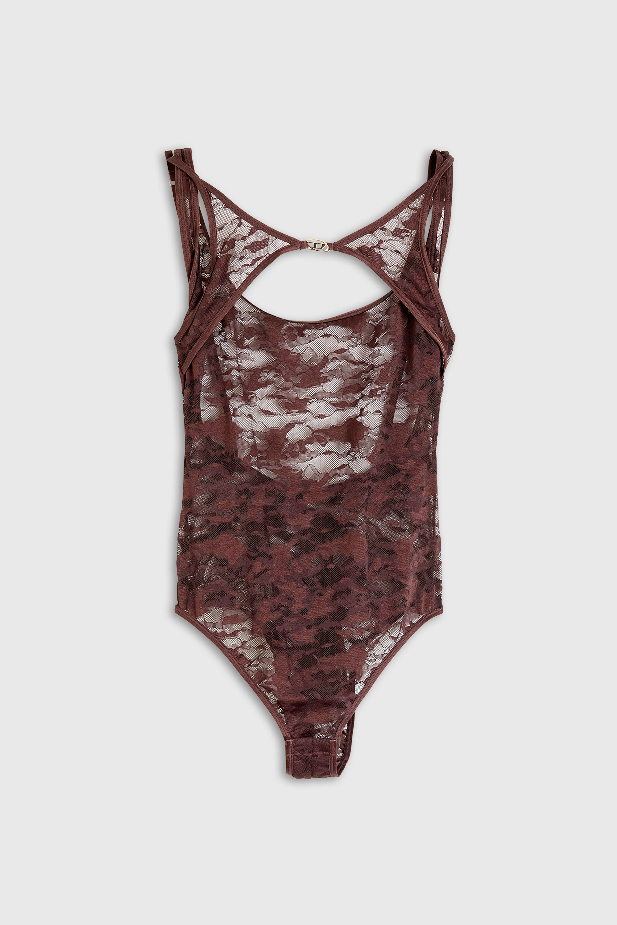 Diesel - LENA-UTLT, Woman's Bodysuit in camo lace in Dark Brown - 2