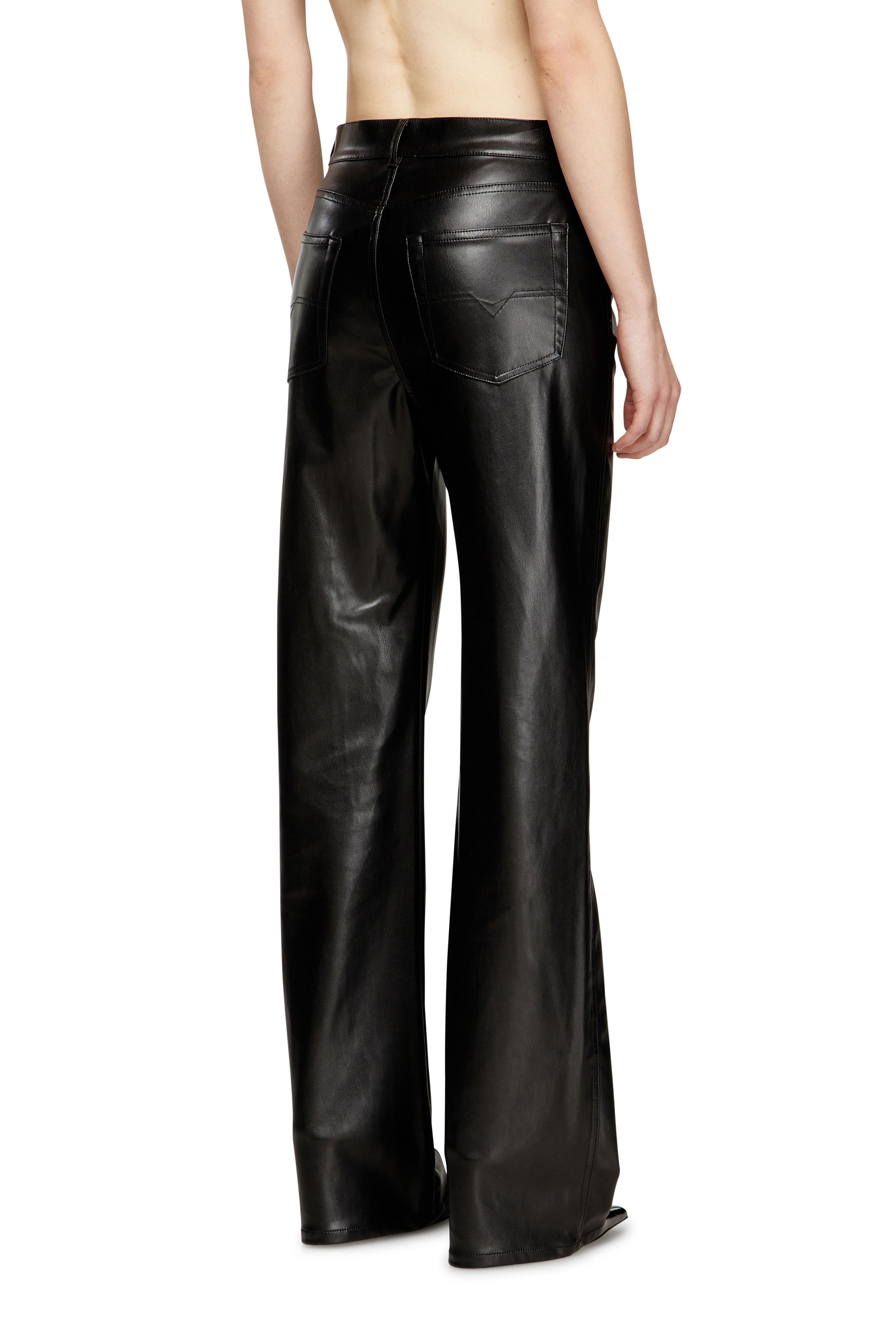 Diesel - P-LAIN, Woman's Five pocket pants in coated fabric in Black - 3
