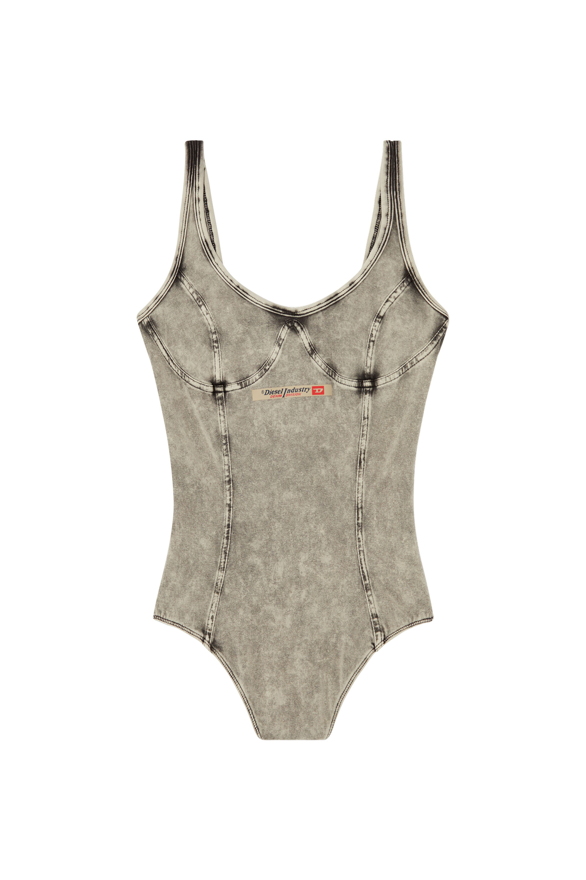 Diesel - CAMI-DNM, Woman's Bodysuit in denim-effect jersey in Grey - 2